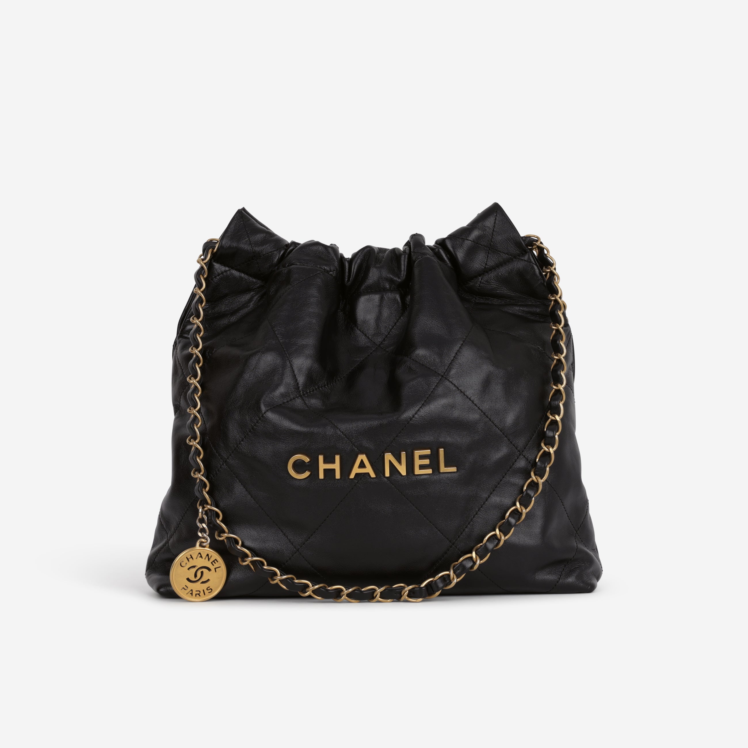 Chanel Small 22 Tote - Black Calfskin | Gold Hardware – Bagista