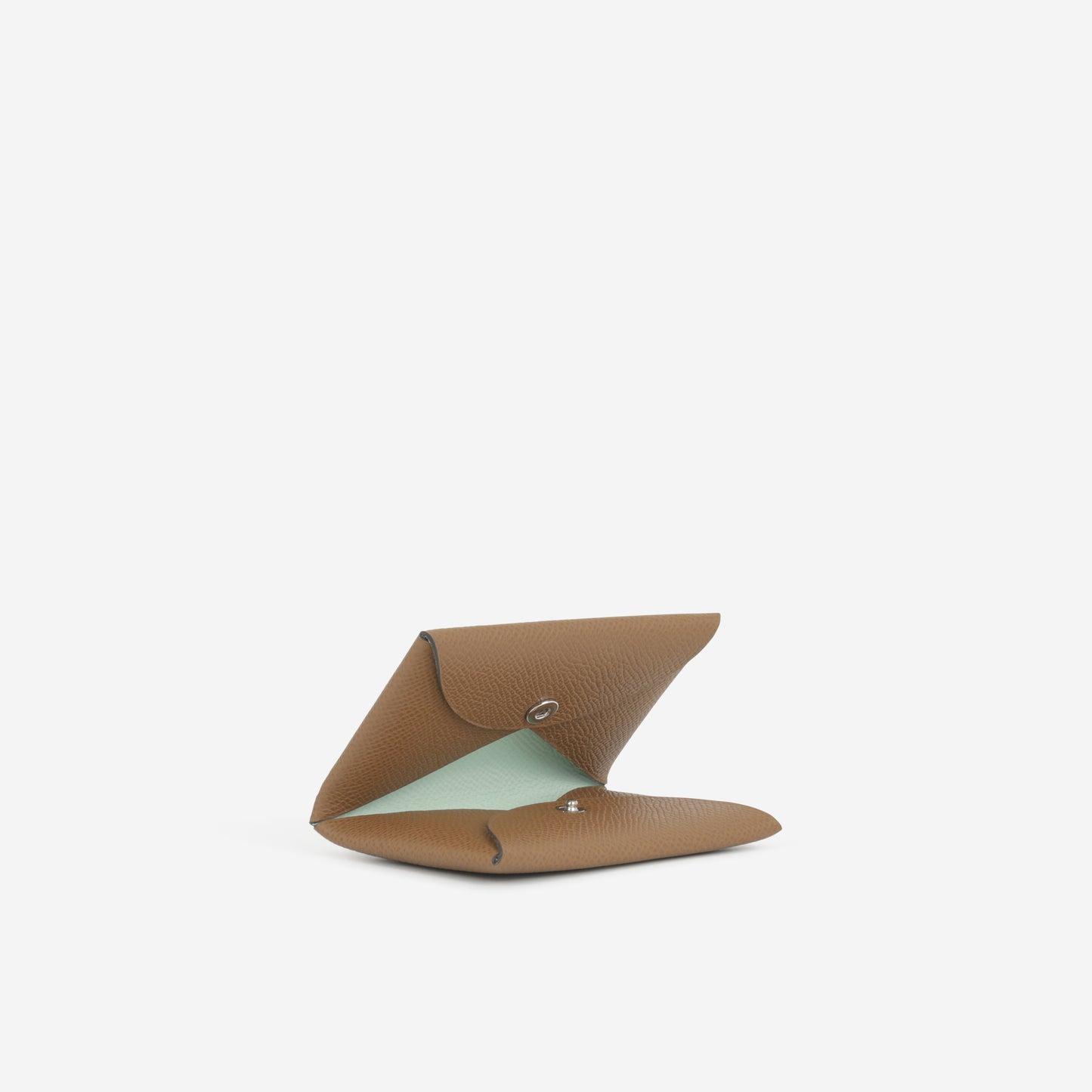 Hermès Calvi Card Holder Verso -  Alezan Epsom / Peppermint Interior | Palladium Hardware - Bagista
