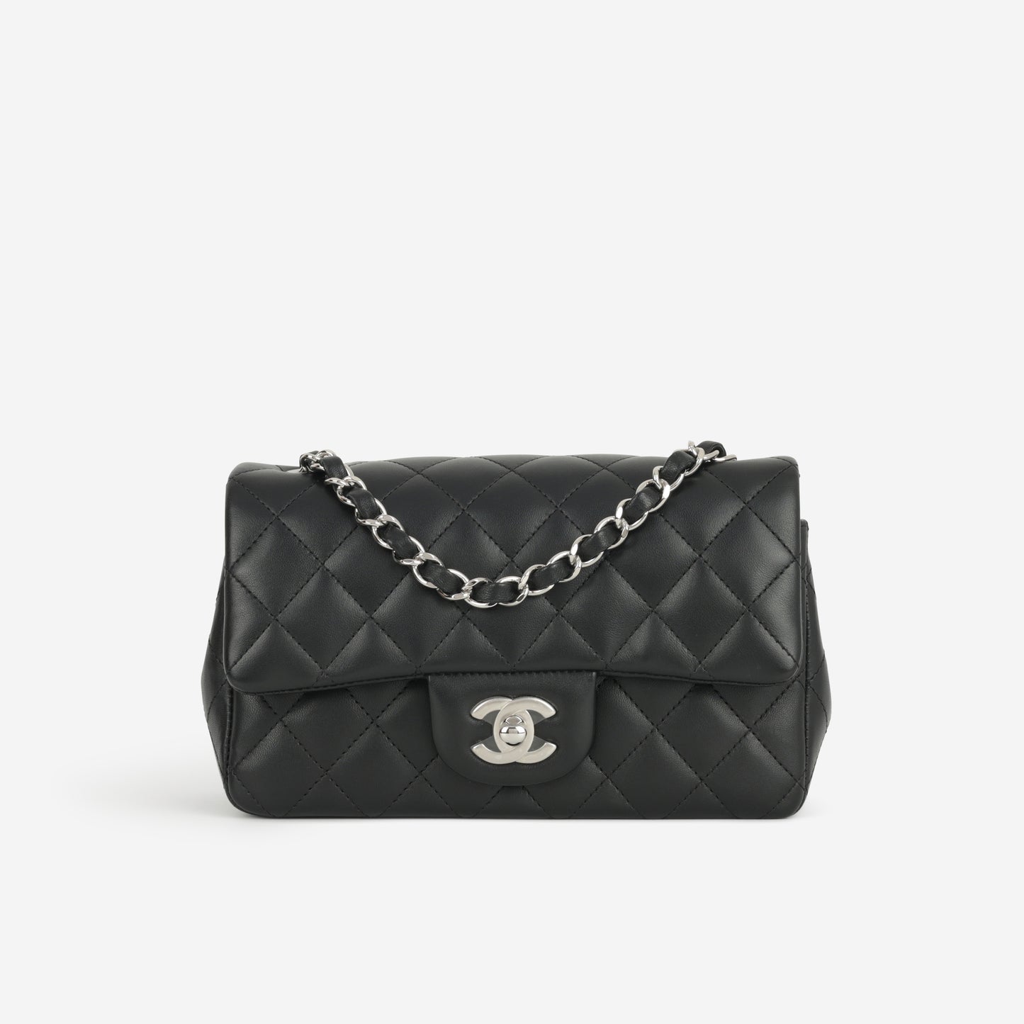 Chanel Mini Rectangular - Black Lambskin | Silver Hardware