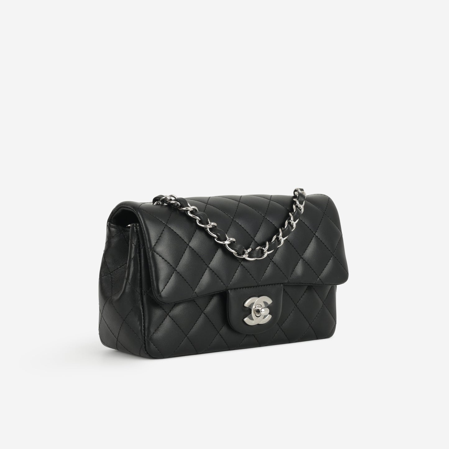 Chanel Mini Rectangular - Black Lambskin | Silver Hardware