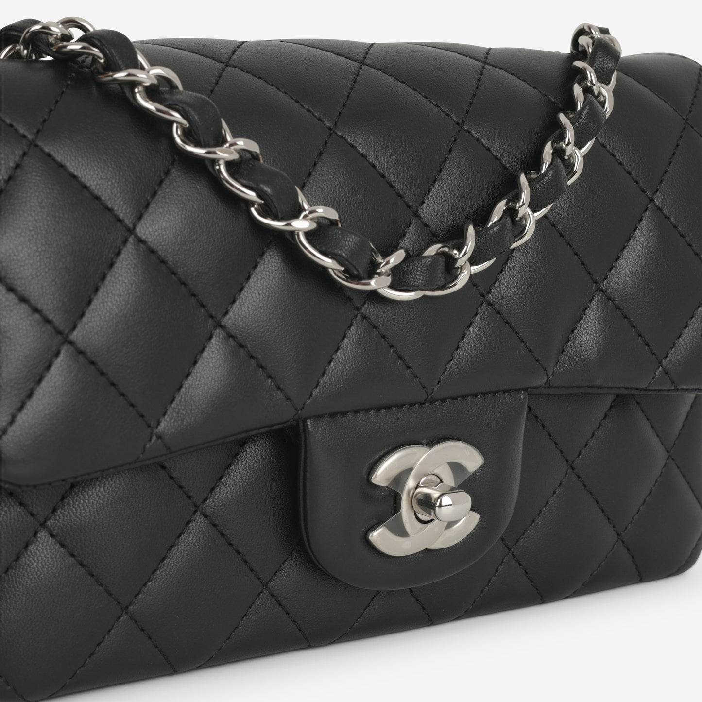 Chanel Mini Rectangular - Black Lambskin | Silver Hardware