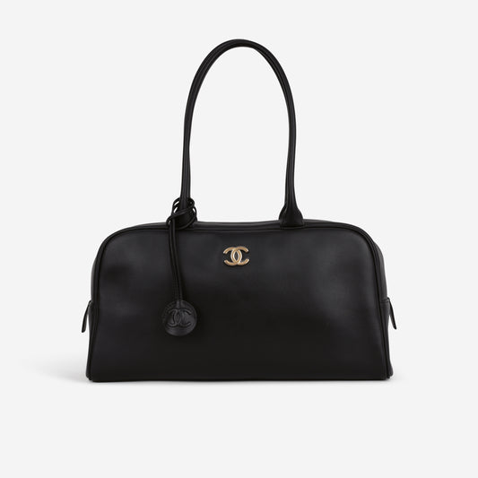 Chanel 26S Large Bowling Bag - Black Calfskin | Gold Hardware