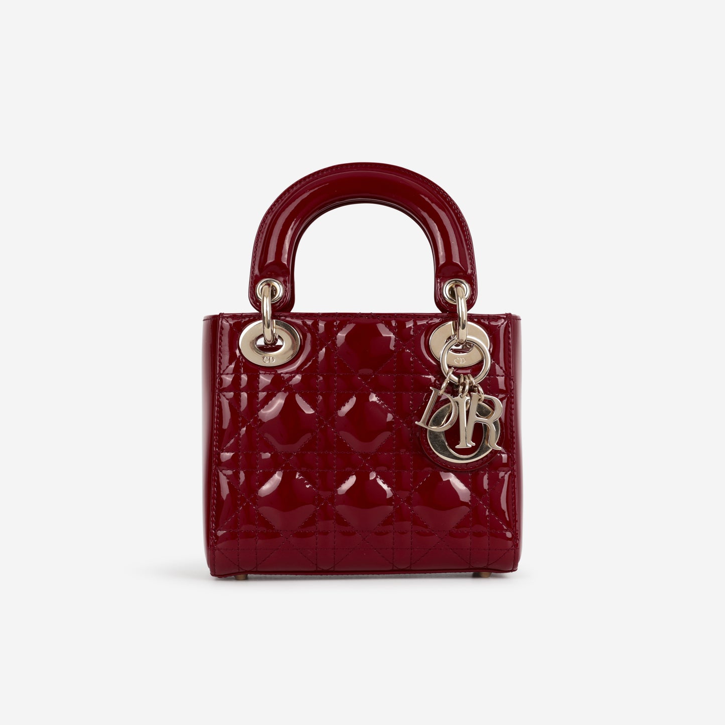 Dior Mini Lady Dior - Cherry Red Patent | Champagne Gold Hardware - Bagista