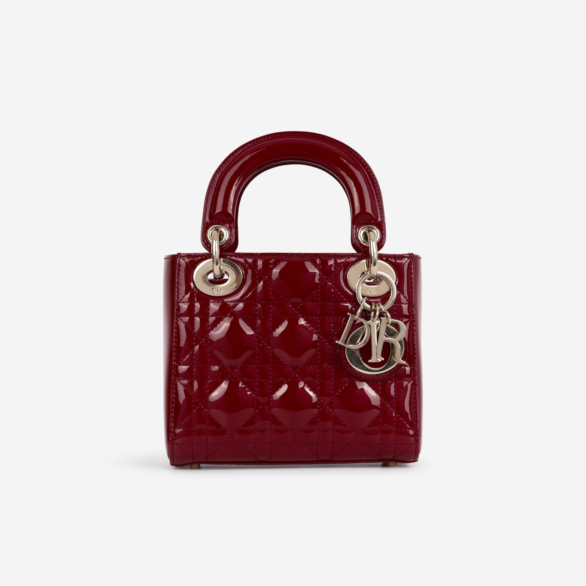 Dior Mini Lady Dior - Cherry Red Patent | Champagne Gold Hardware - Bagista