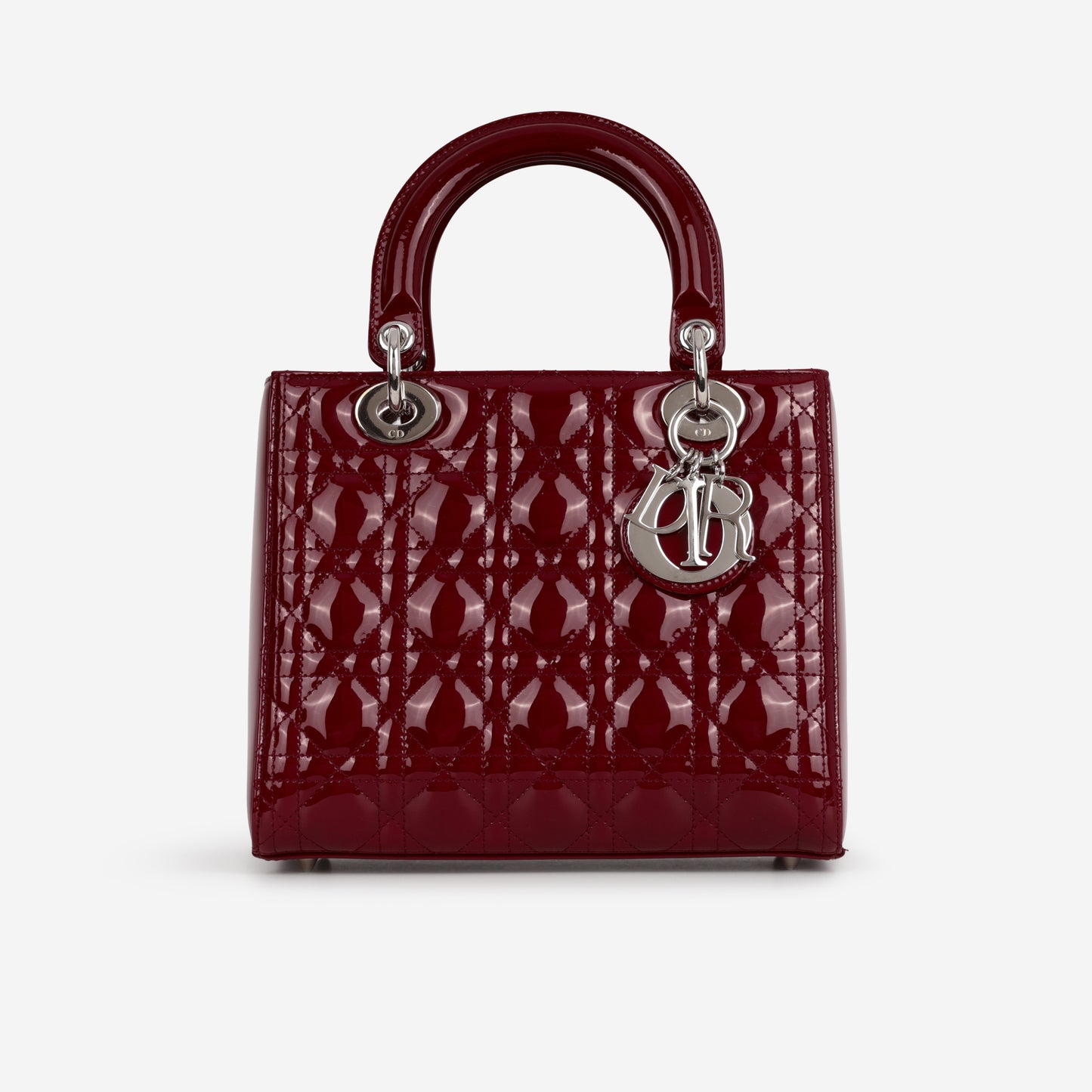 Medium Lady Dior - Cherry Red Patent | Silver Hardware - Bagista