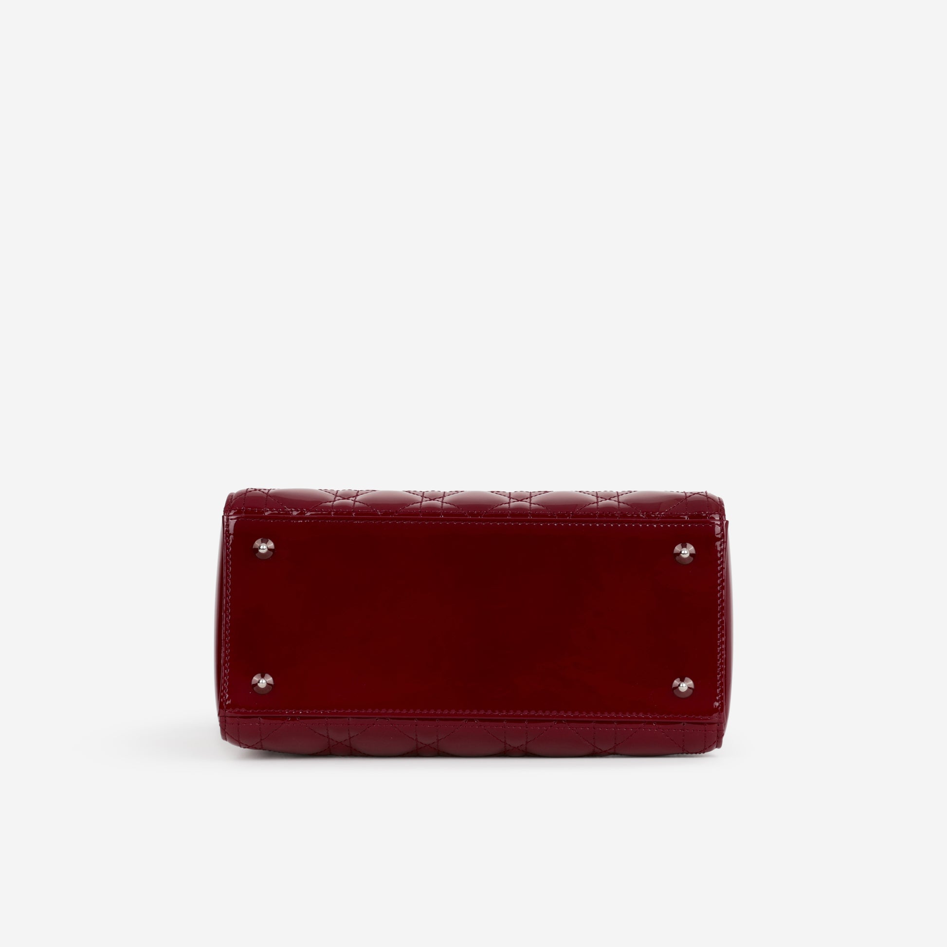 Medium Lady Dior - Cherry Red Patent | Silver Hardware - Bagista