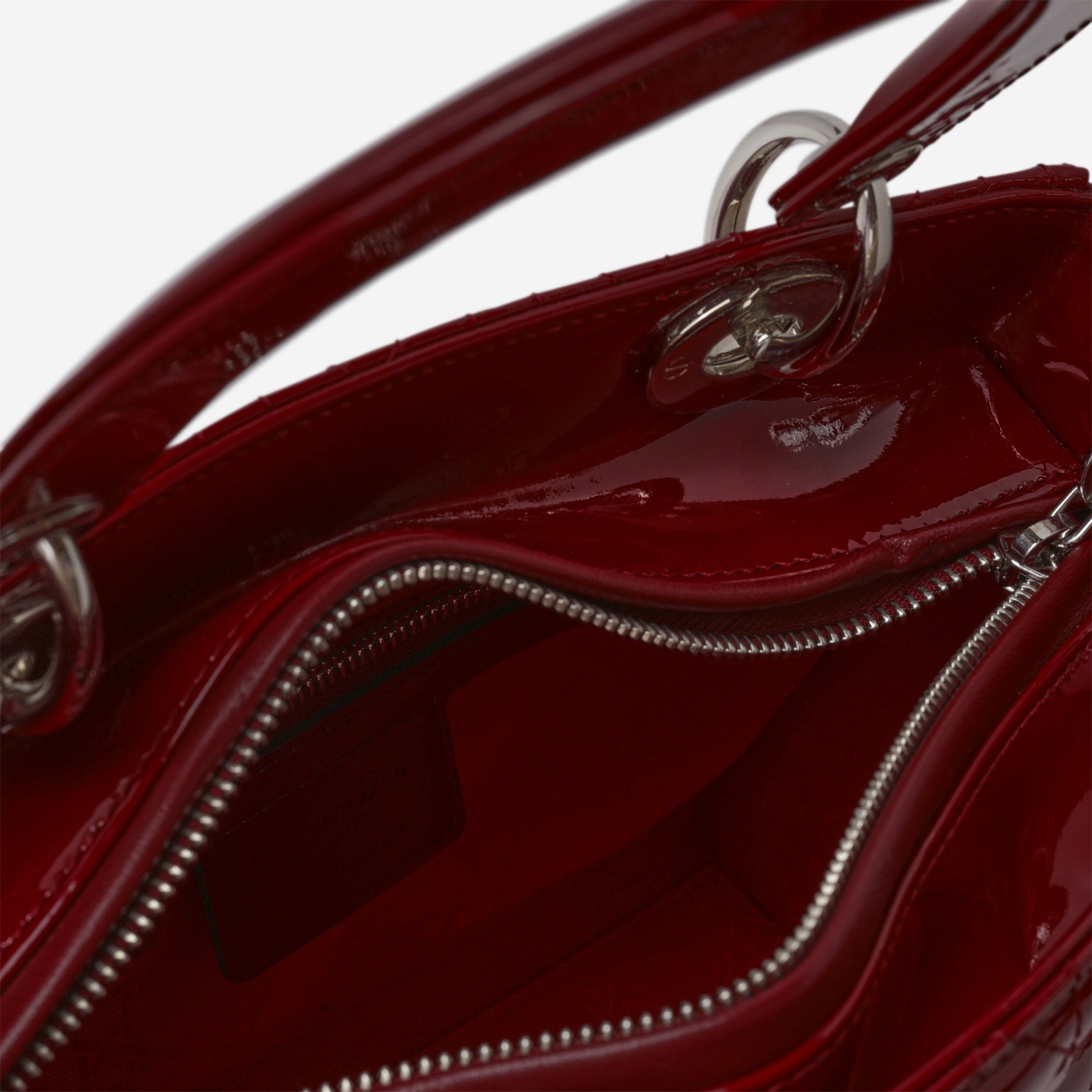 Medium Lady Dior - Cherry Red Patent | Silver Hardware - Bagista