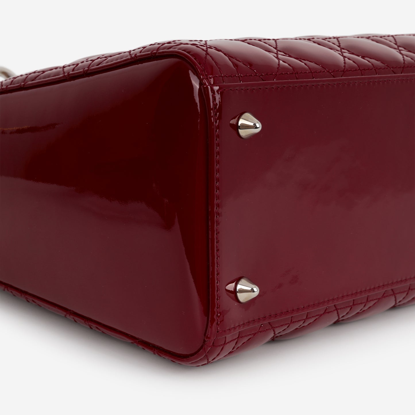 Medium Lady Dior - Cherry Red Patent | Silver Hardware - Bagista