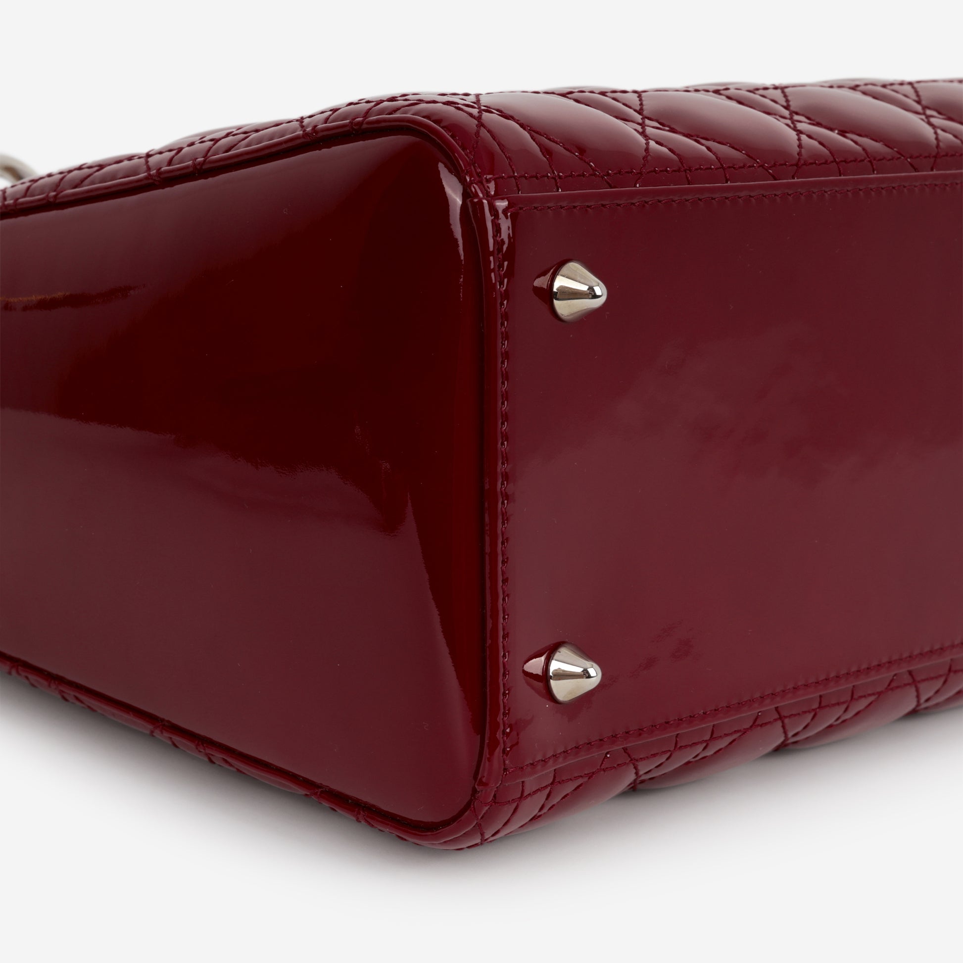 Medium Lady Dior - Cherry Red Patent | Silver Hardware - Bagista