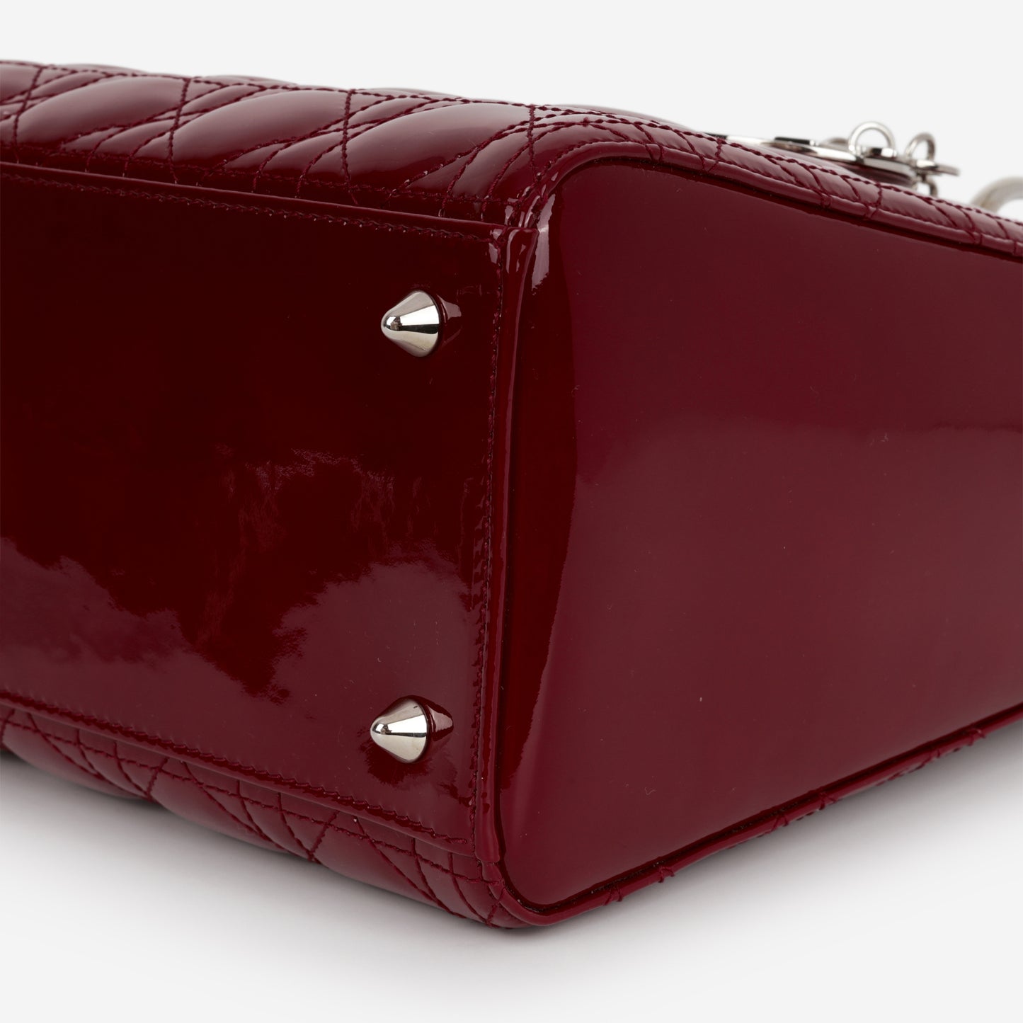 Medium Lady Dior - Cherry Red Patent | Silver Hardware - Bagista