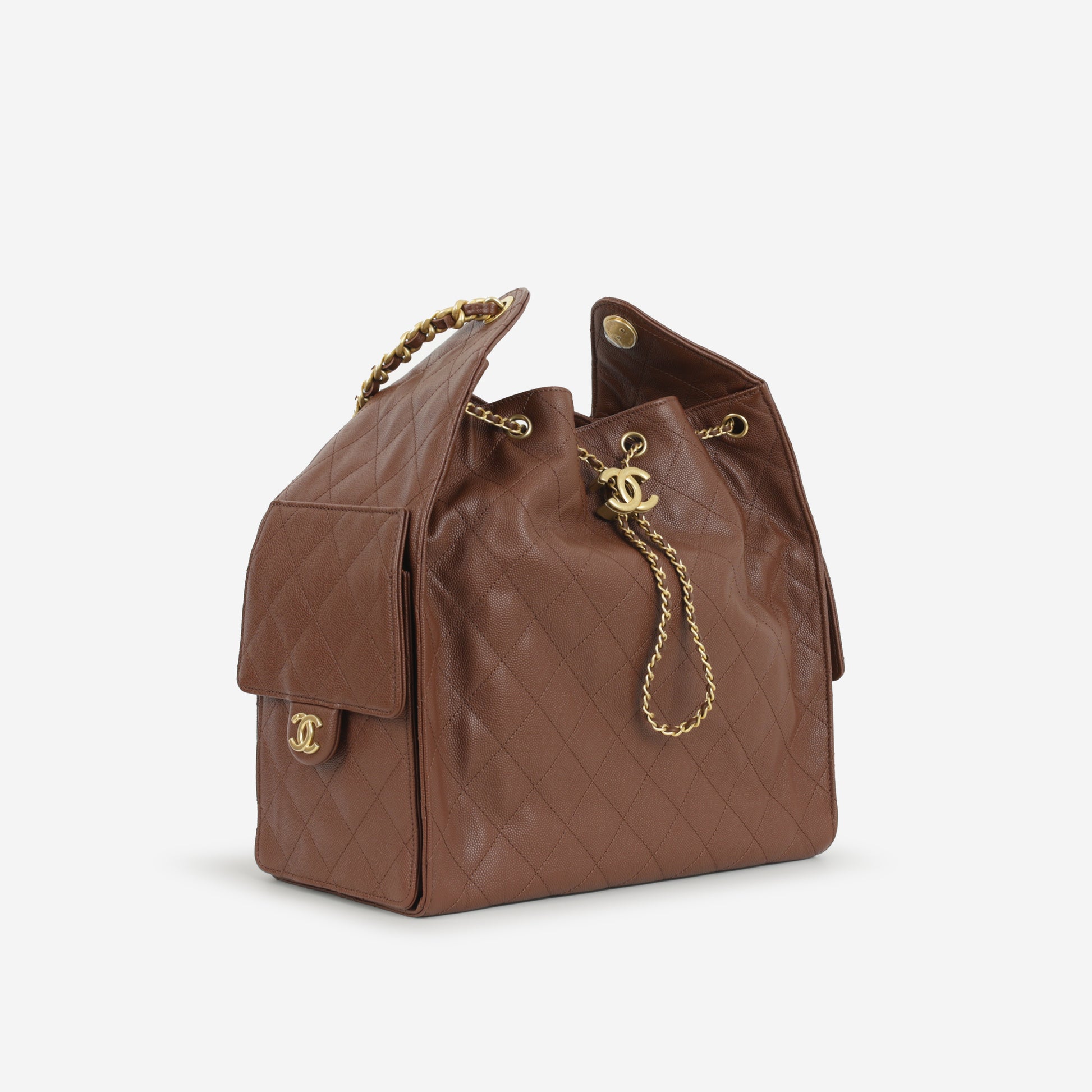 Chanel Medium 25 Hobo Bag - Brown Caviar | Aged Gold Hardware - Bagista