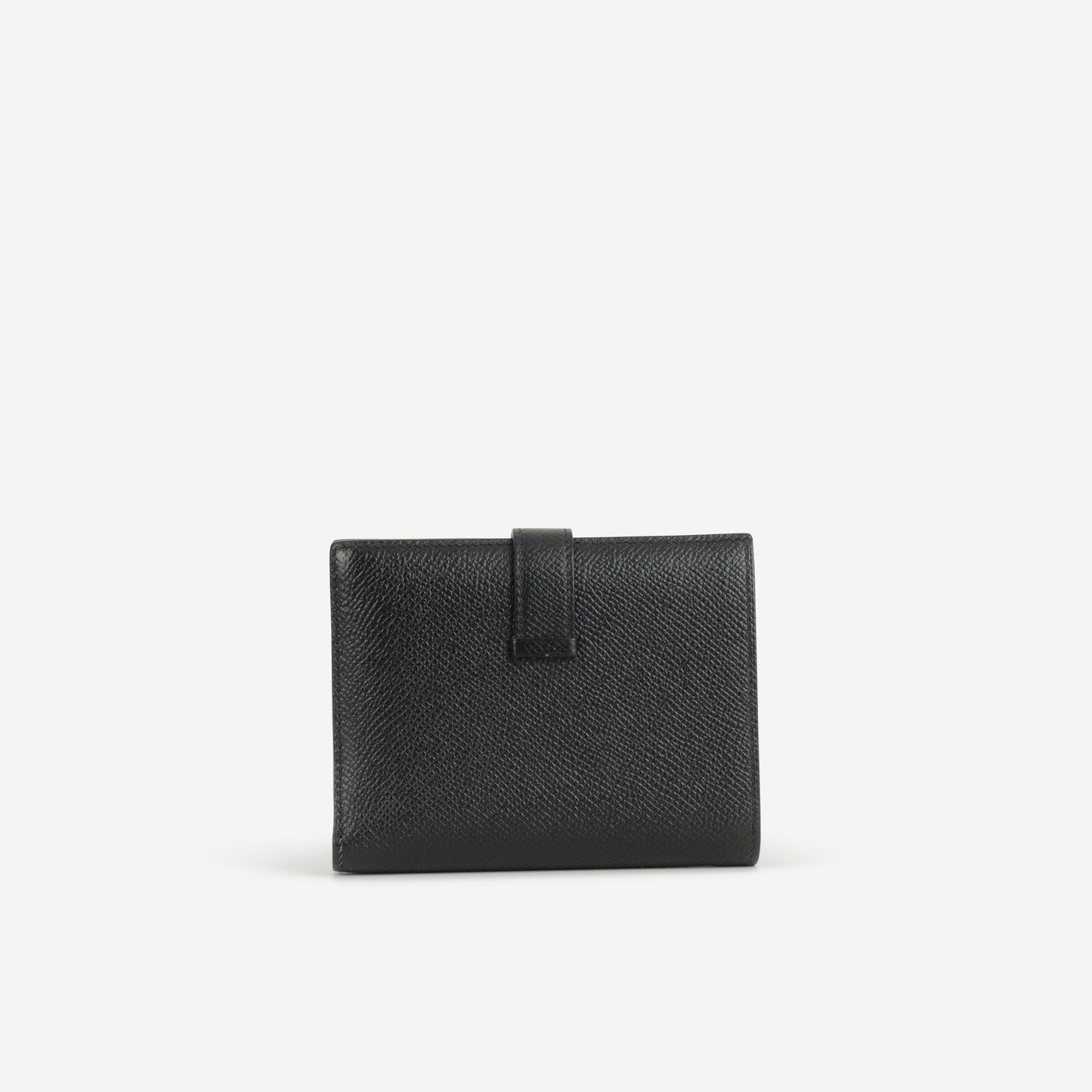 Hermès Bearn Compact Wallet - Black Epsom | Palladium Hardware - Bagista