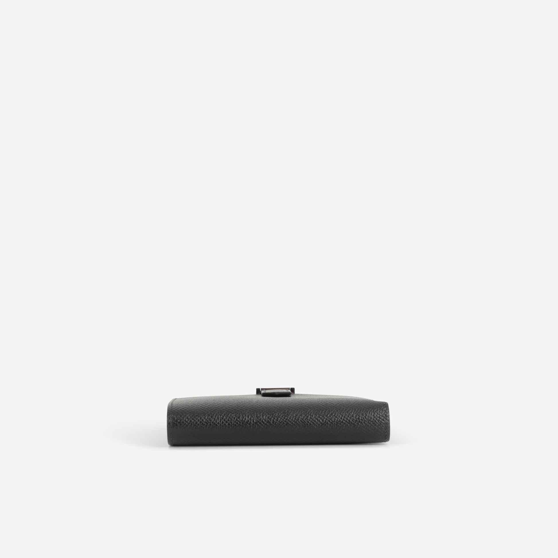 Hermès Bearn Compact Wallet - Black Epsom | Palladium Hardware - Bagista