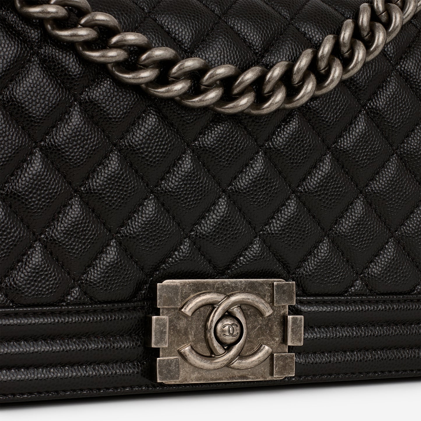 Chanel Old Medium Boy Bag - Black Caviar | Ruthenium Hardware - Bagista