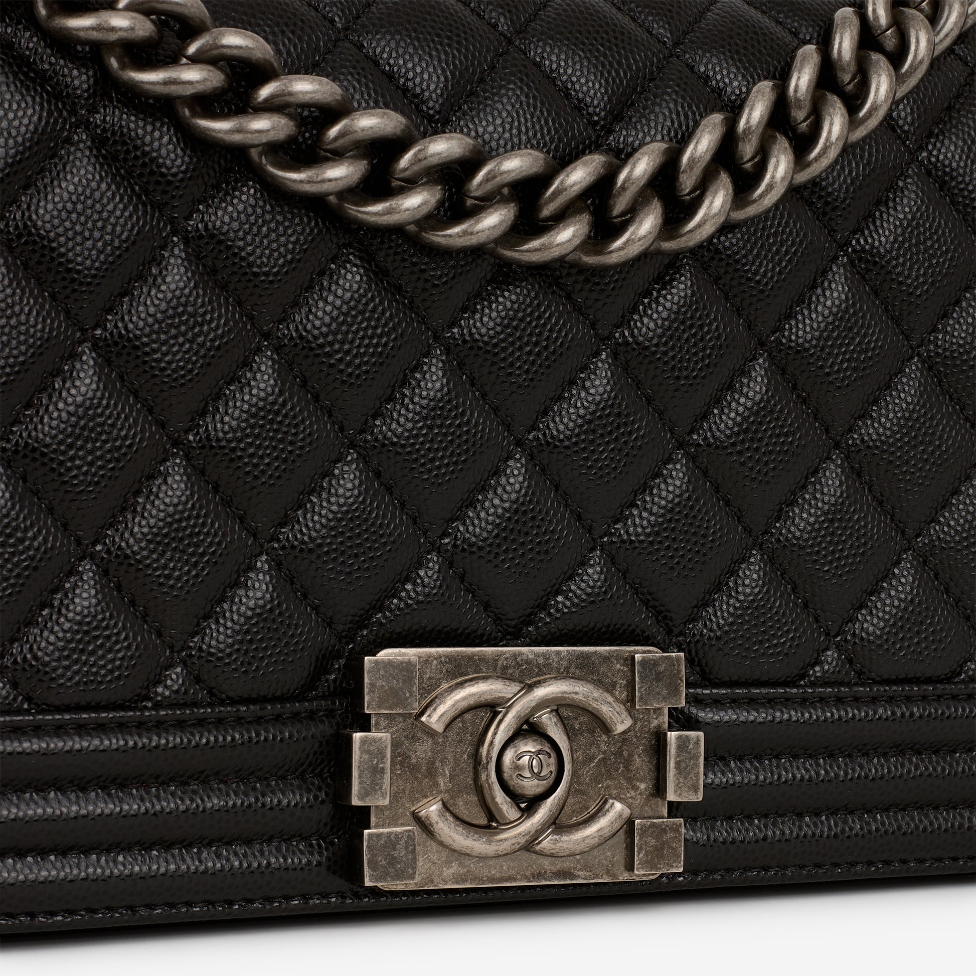 Chanel Old Medium Boy Bag - Black Caviar | Ruthenium Hardware - Bagista