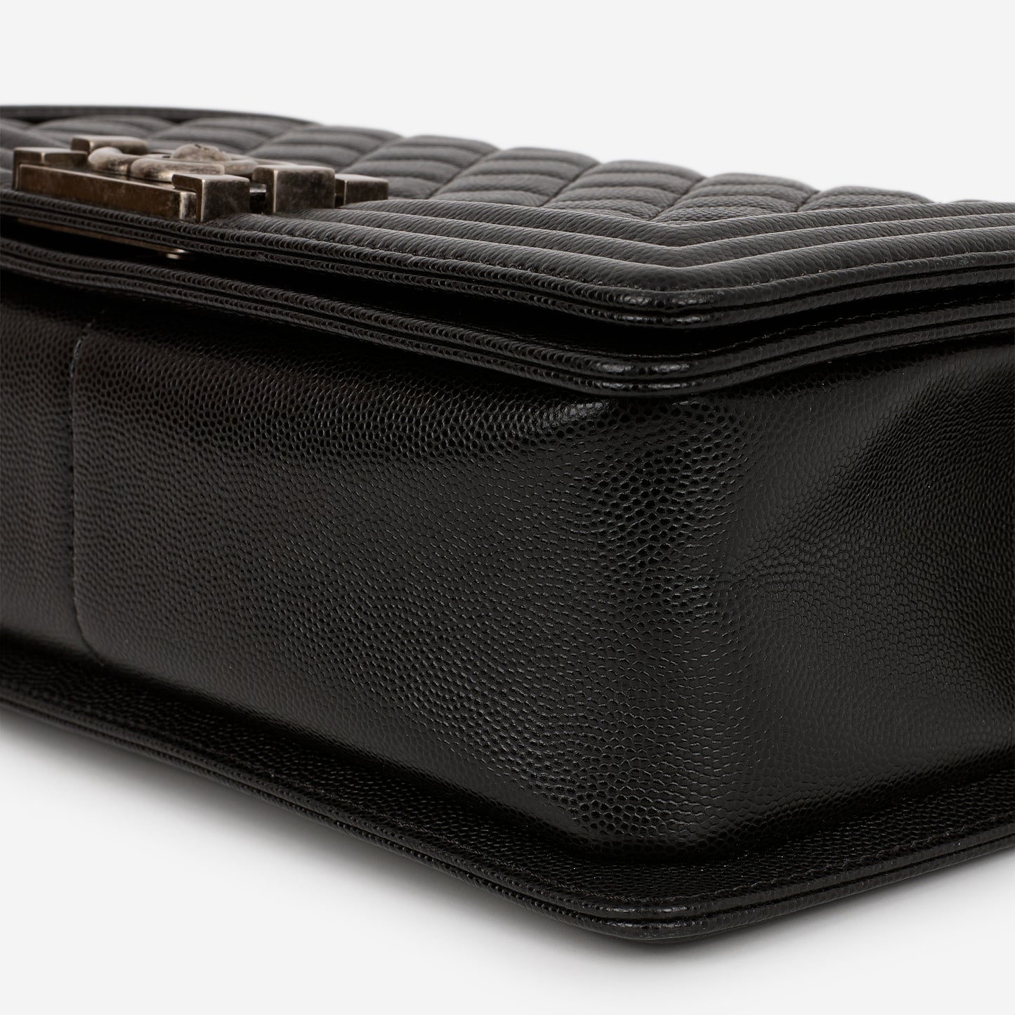 Chanel Old Medium Boy Bag - Black Caviar | Ruthenium Hardware - Bagista