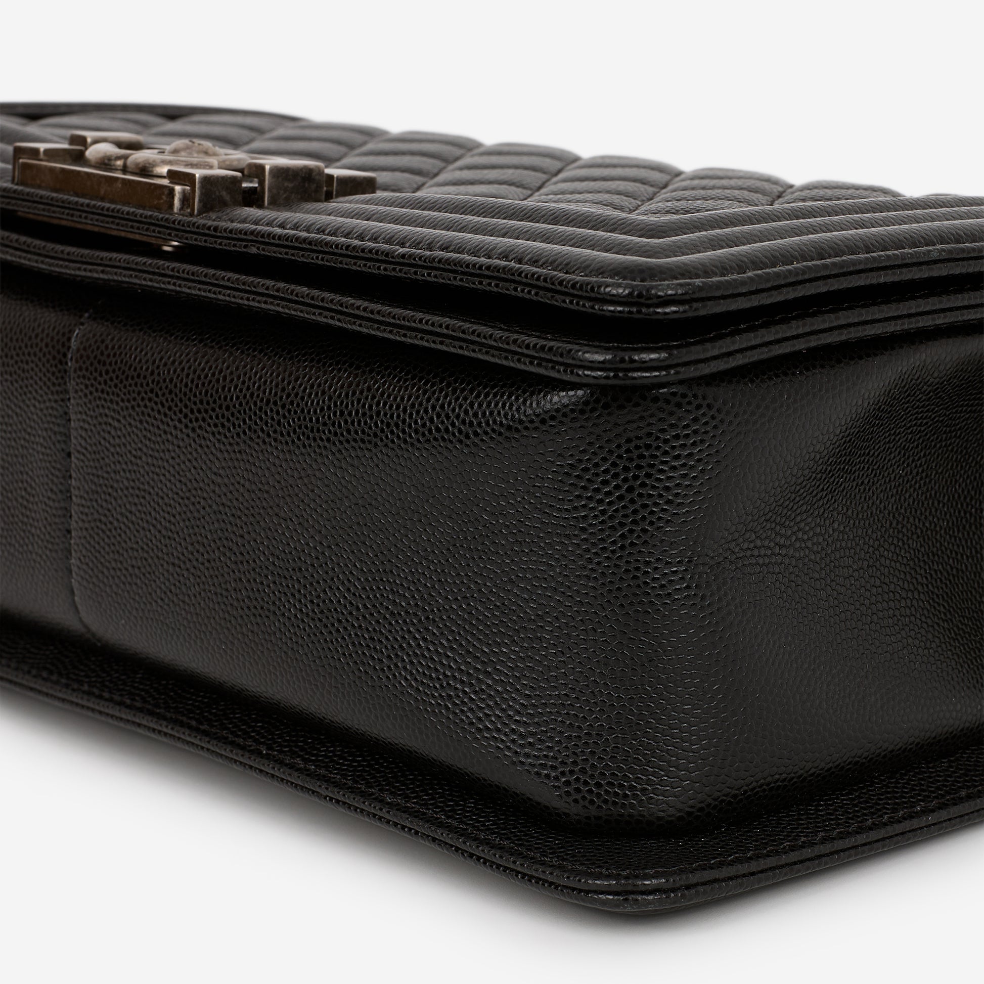 Chanel Old Medium Boy Bag - Black Caviar | Ruthenium Hardware - Bagista