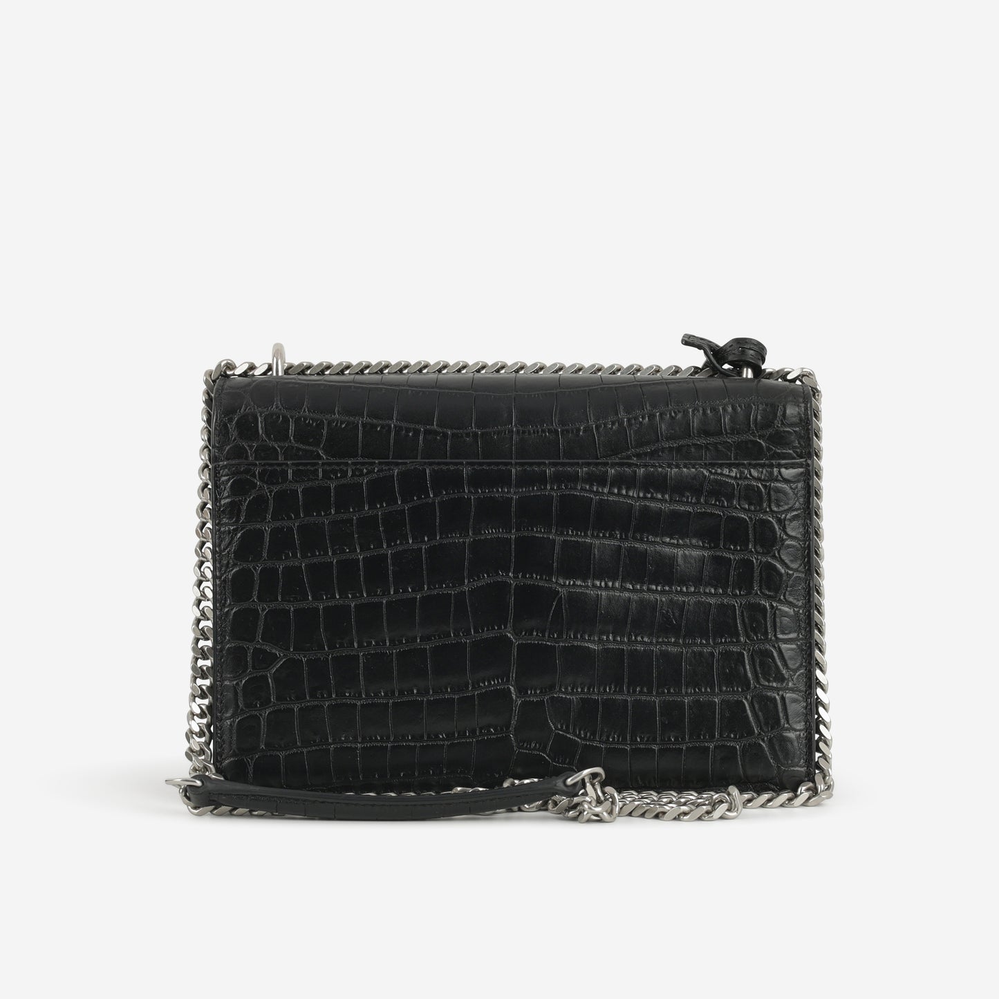 Saint Laurent Medium Sunset - Black Crocodile Embossed | Silver Hardware - Bagista