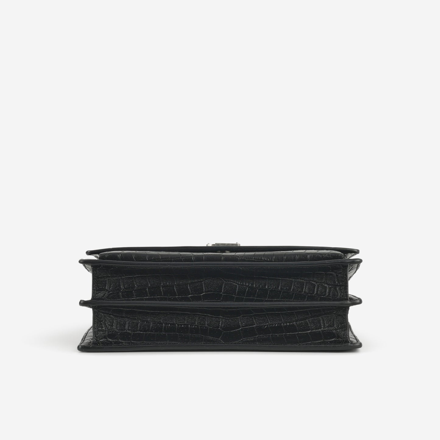 Saint Laurent Medium Sunset - Black Crocodile Embossed | Silver Hardware - Bagista