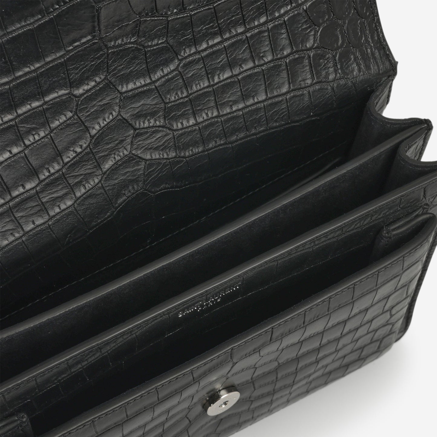 Saint Laurent Medium Sunset - Black Crocodile Embossed | Silver Hardware - Bagista