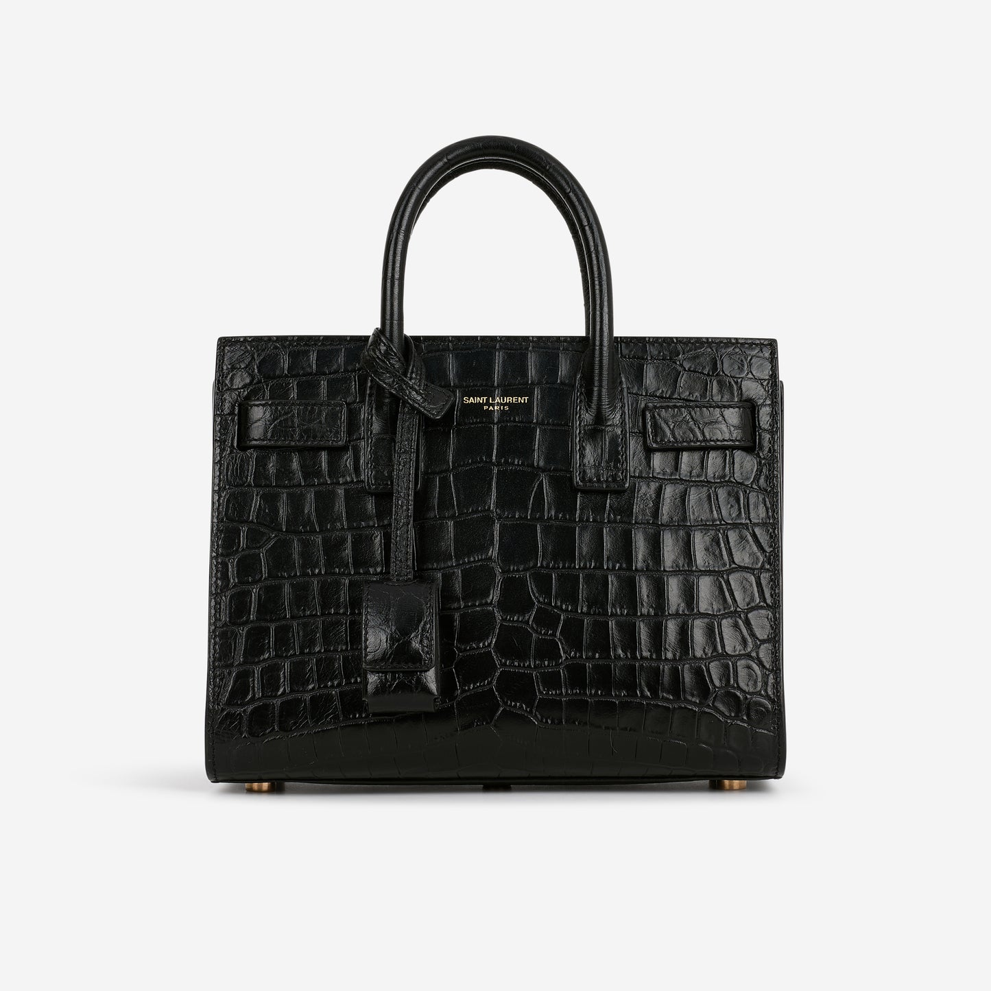 Saint Laurent Nano Sac De Jour - Black Croc Embossed | Gold Hardware - Bagista
