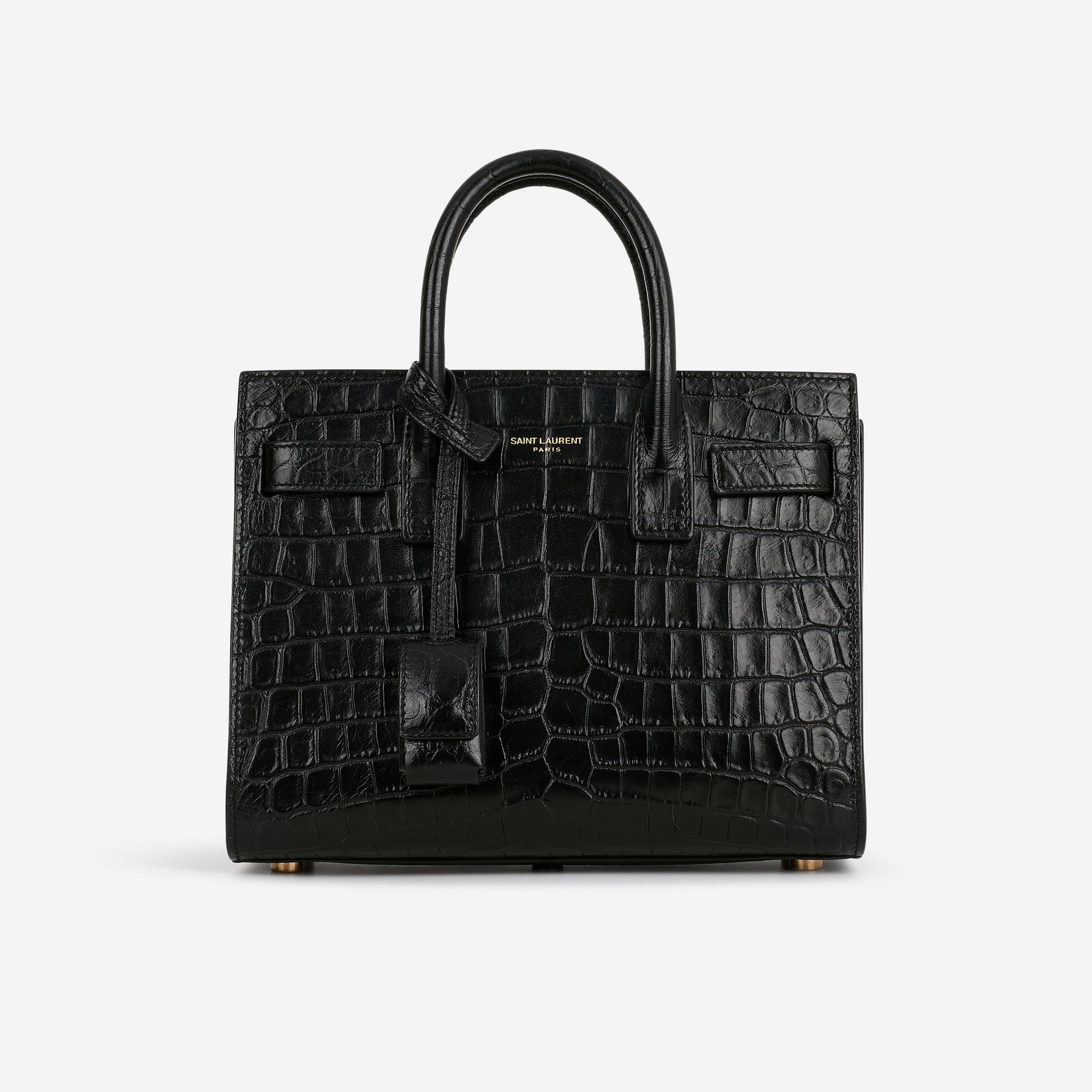 Saint Laurent Nano Sac De Jour - Black Croc Embossed | Gold Hardware - Bagista