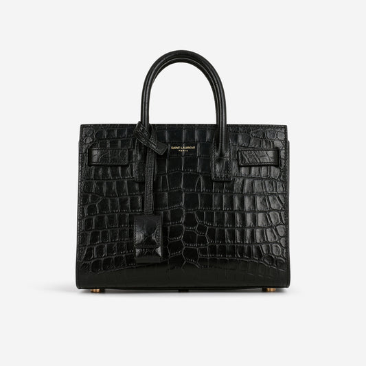Saint Laurent Nano Sac De Jour - Black Croc Embossed | Gold Hardware - Bagista