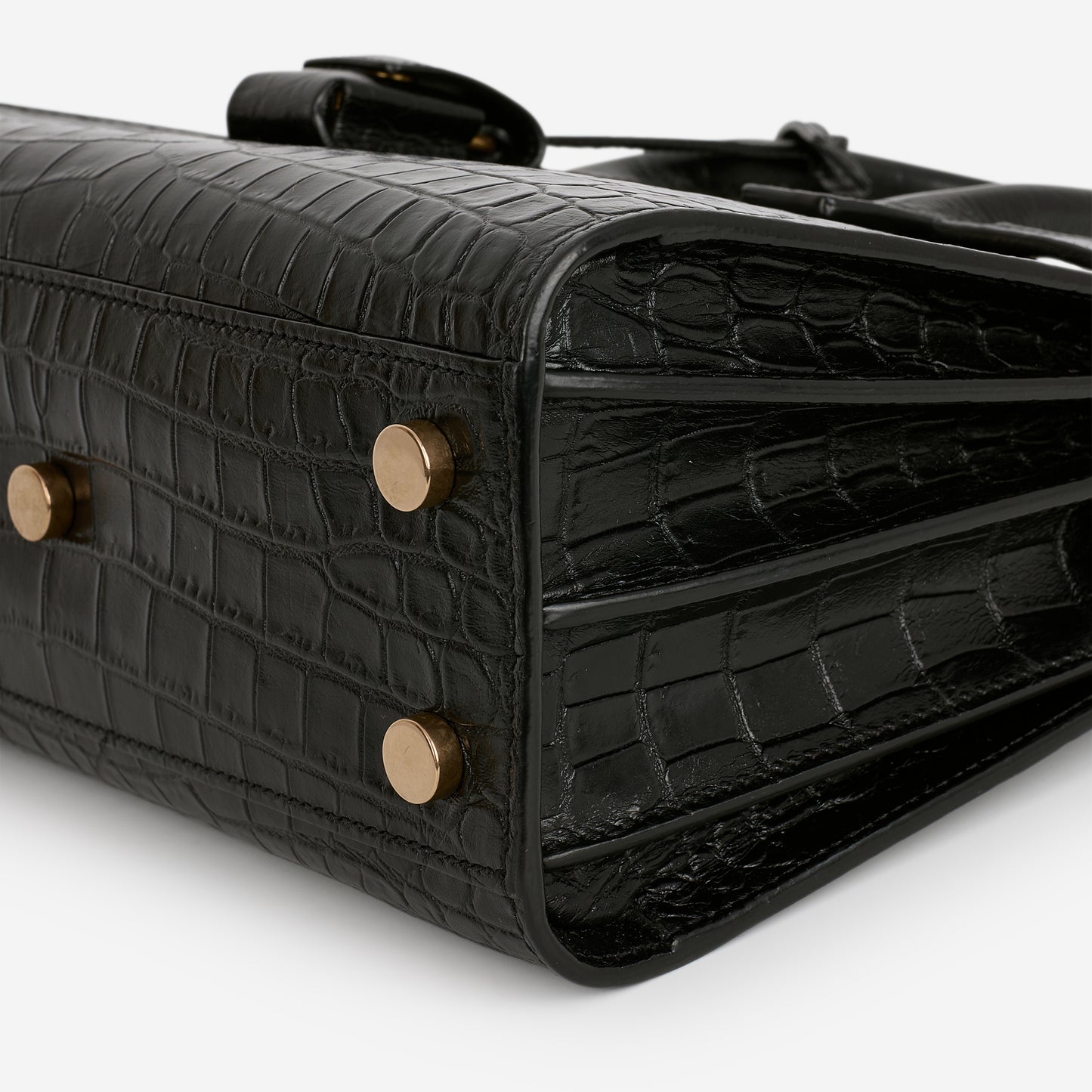 Saint Laurent Nano Sac De Jour - Black Croc Embossed | Gold Hardware - Bagista