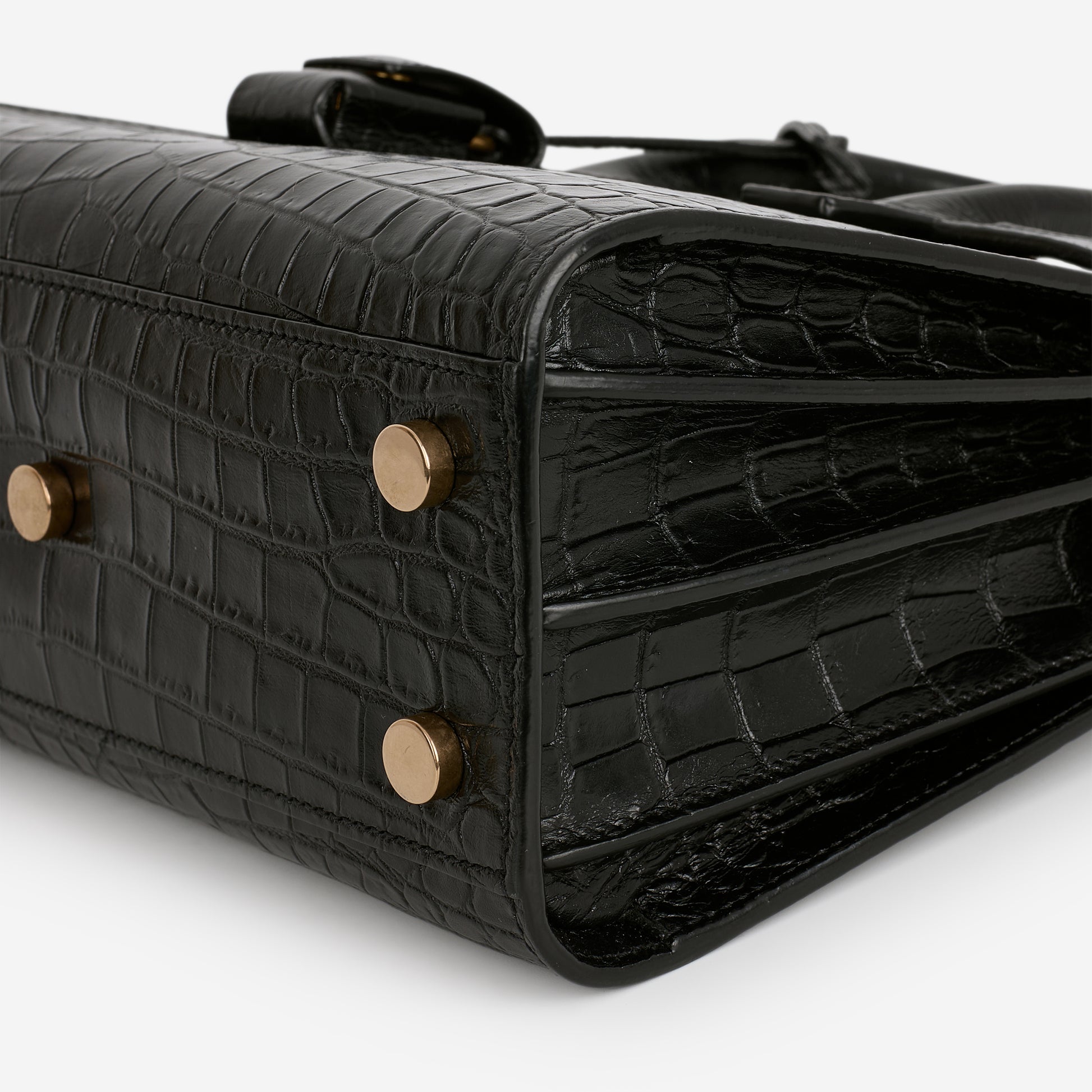 Saint Laurent Nano Sac De Jour - Black Croc Embossed | Gold Hardware - Bagista