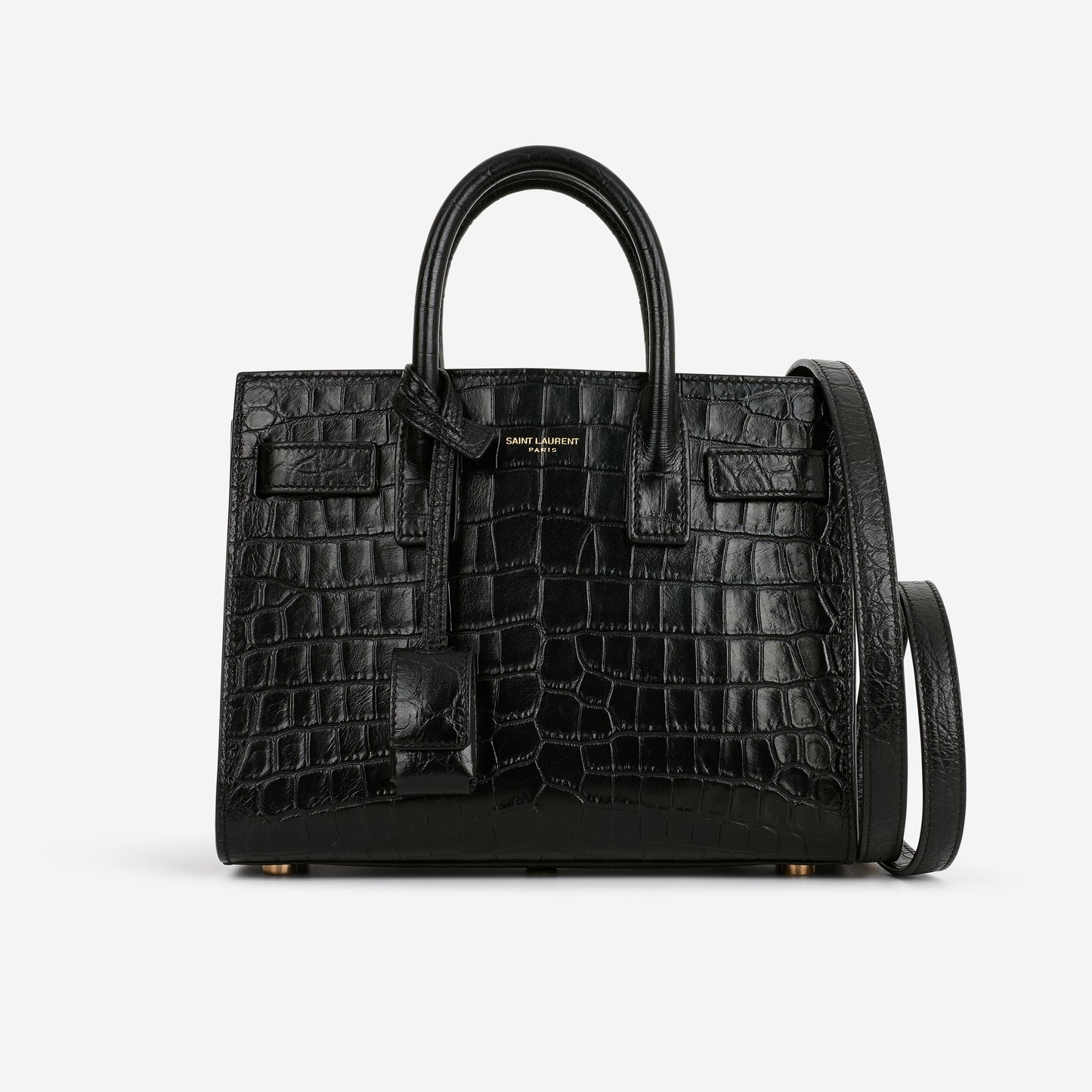 Saint Laurent Nano Sac De Jour - Black Croc Embossed | Gold Hardware - Bagista