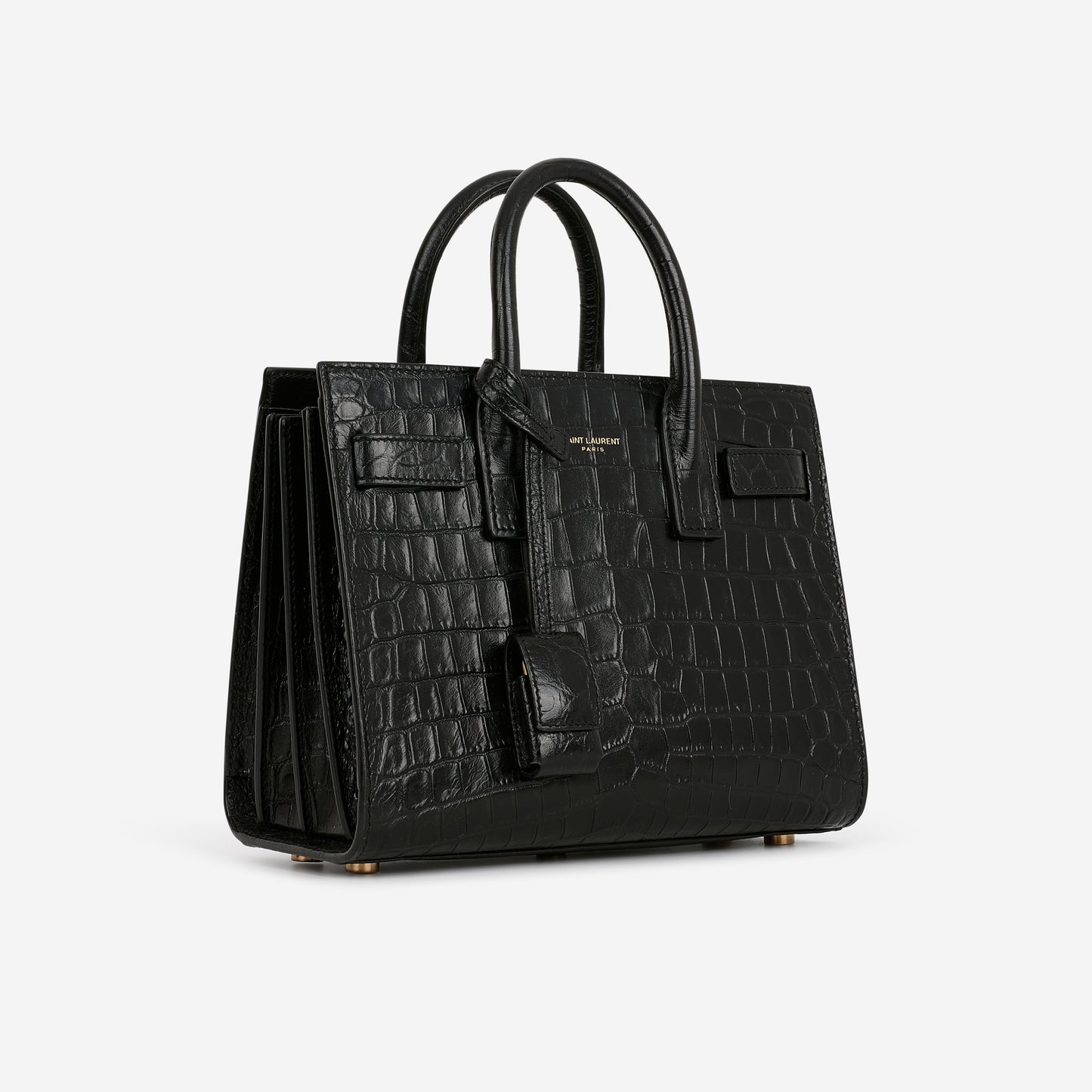 Saint Laurent Nano Sac De Jour - Black Croc Embossed | Gold Hardware - Bagista