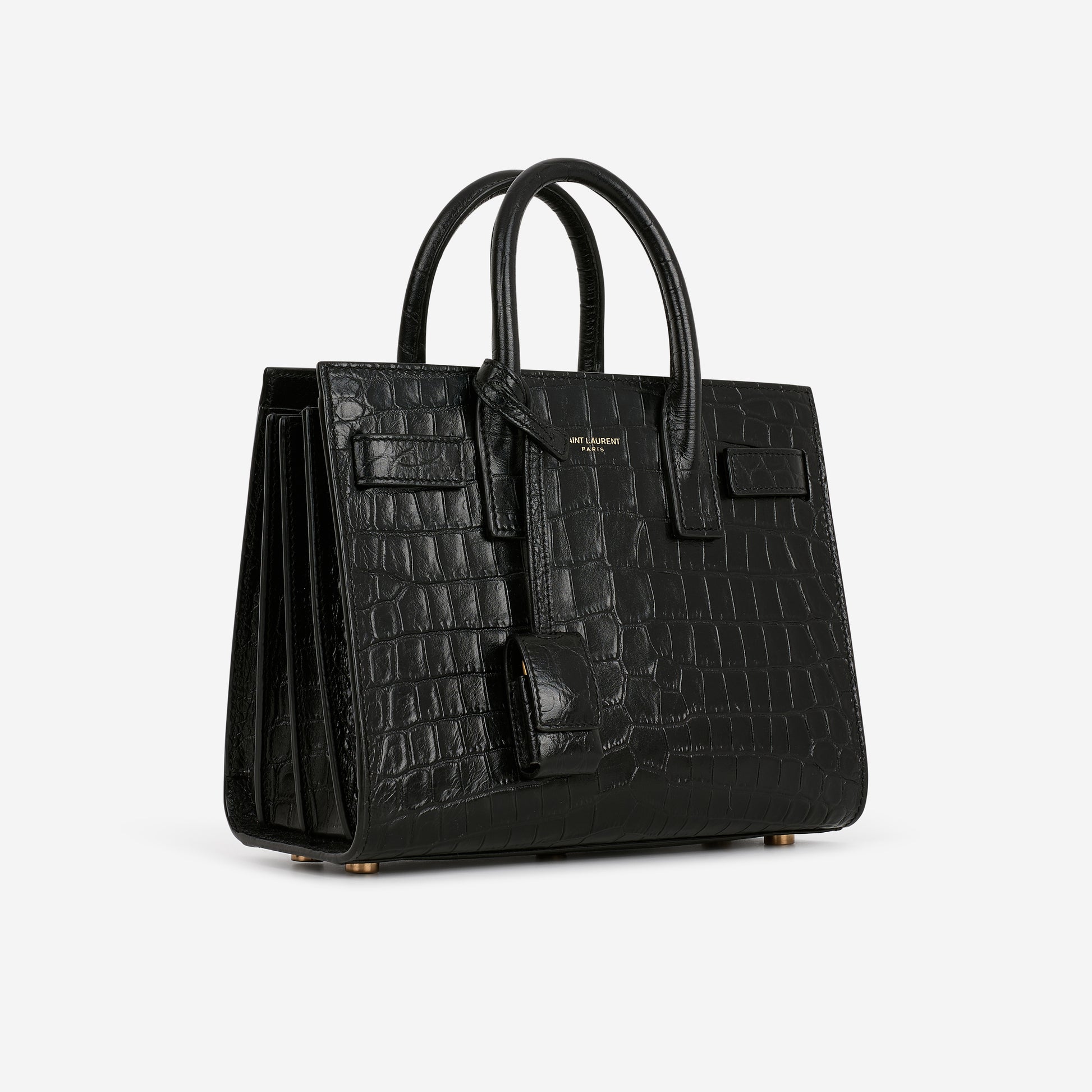 Saint Laurent Nano Sac De Jour - Black Croc Embossed | Gold Hardware - Bagista