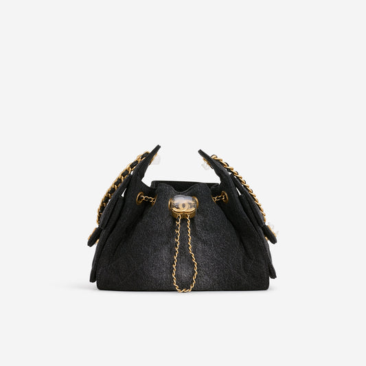 Chanel Mini 25 Hobo - Dark Denim Ombre | Aged Gold Hardware - Bagista
