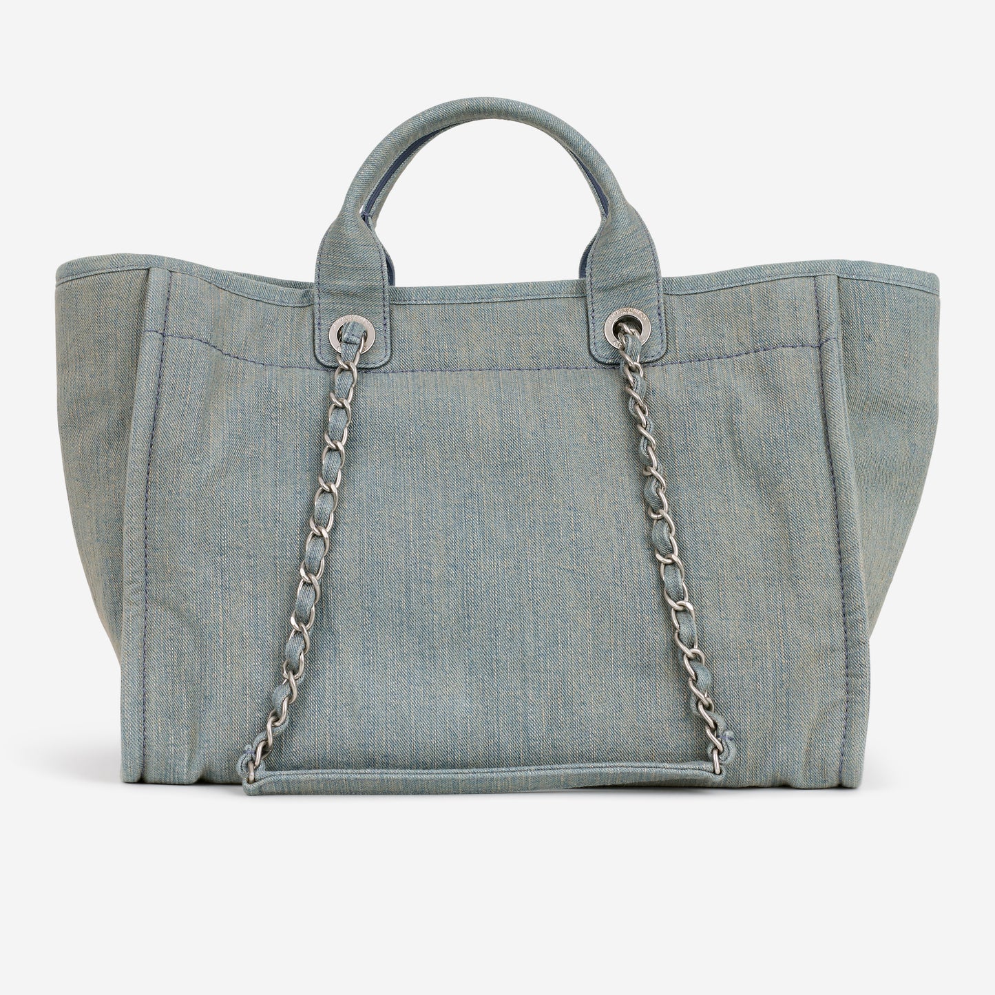 Chanel Large Deauville - Light Washed Denim | Brushed Silver Hardware - Bagista