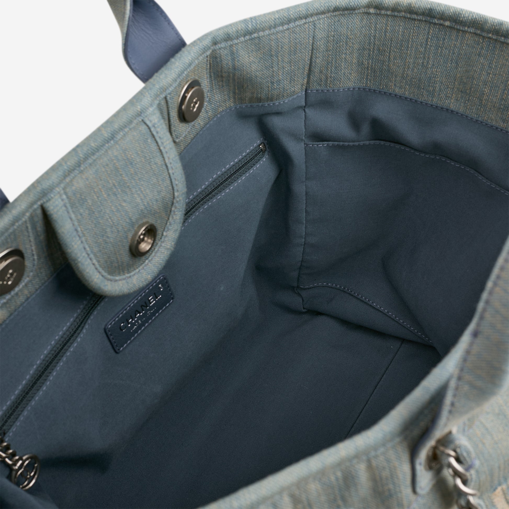 Chanel Large Deauville - Light Washed Denim | Brushed Silver Hardware - Bagista
