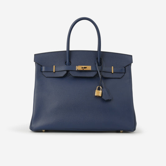 Hermès Birkin 35 - Bleu Saphir Epsom Retourne | Gold Hardware