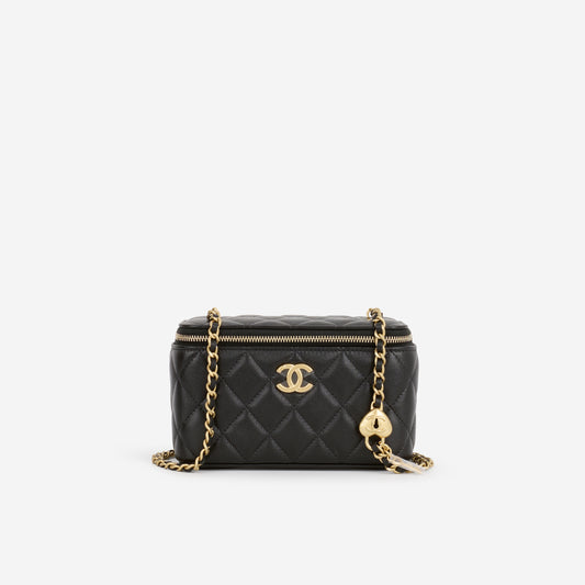 Chanel 26S Long Vanity with Chain - Black Lambskin | Gold Hardware