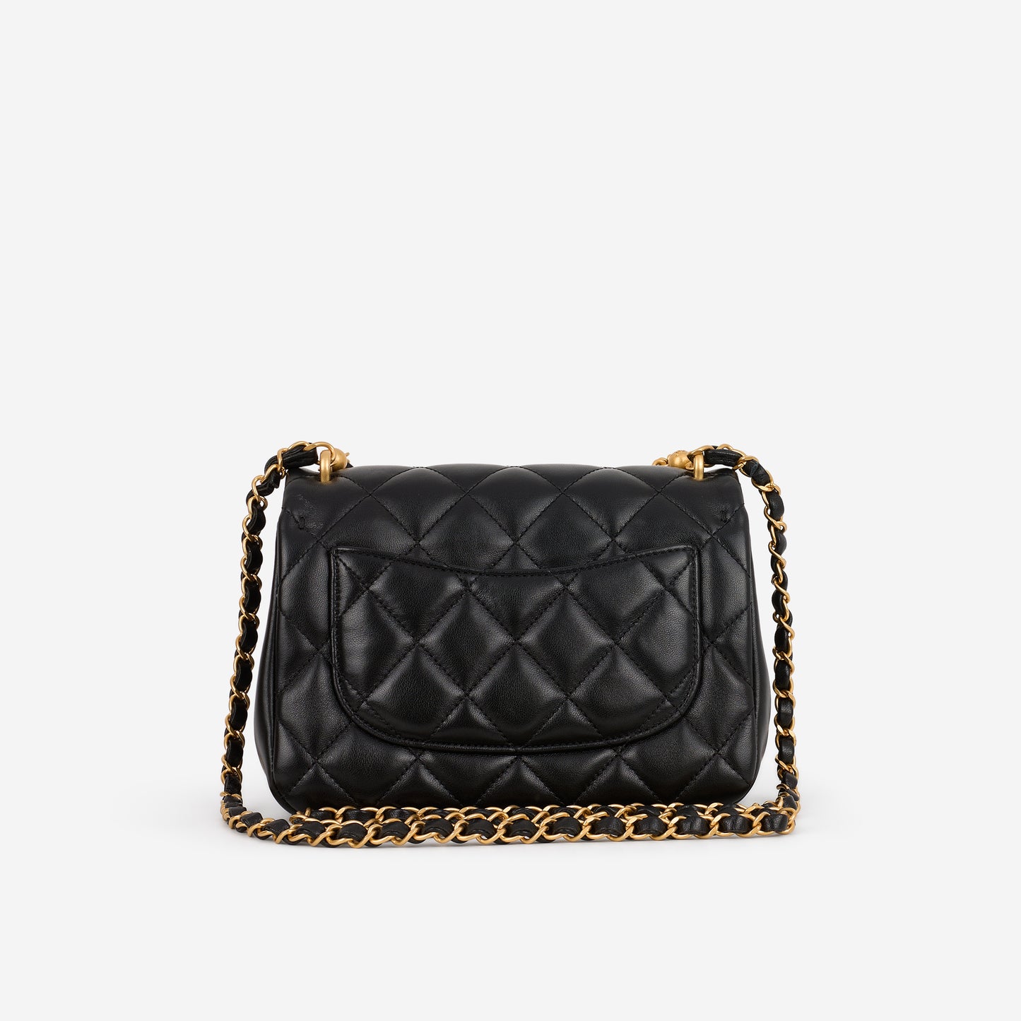 Chanel 24P Pearl Twist Square Flap - Black Lambskin | Gold Hardware - Bagista