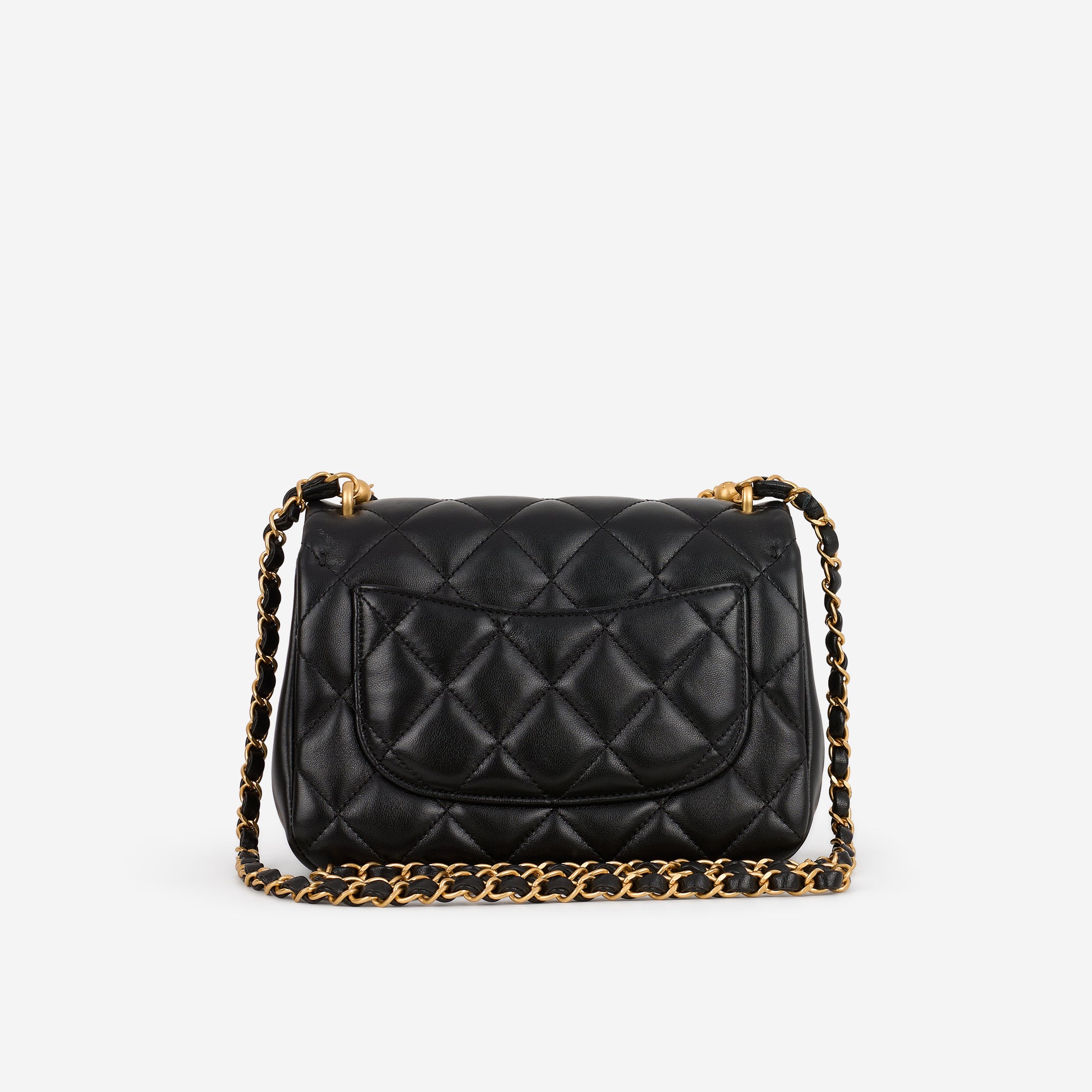 Chanel 24P Pearl Twist Square Flap - Black Lambskin | Gold Hardware - Bagista