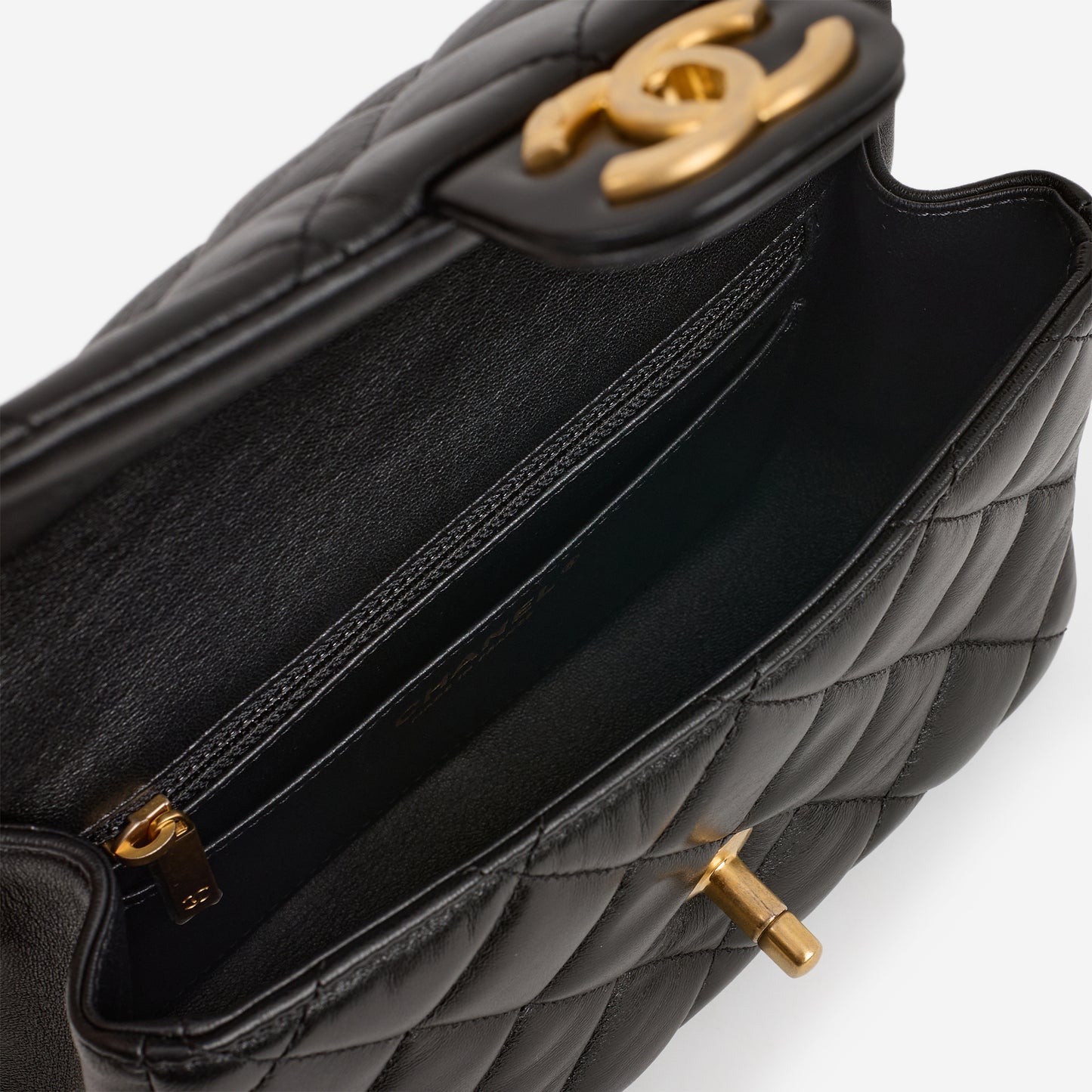 Chanel 24P Pearl Twist Square Flap - Black Lambskin | Gold Hardware - Bagista