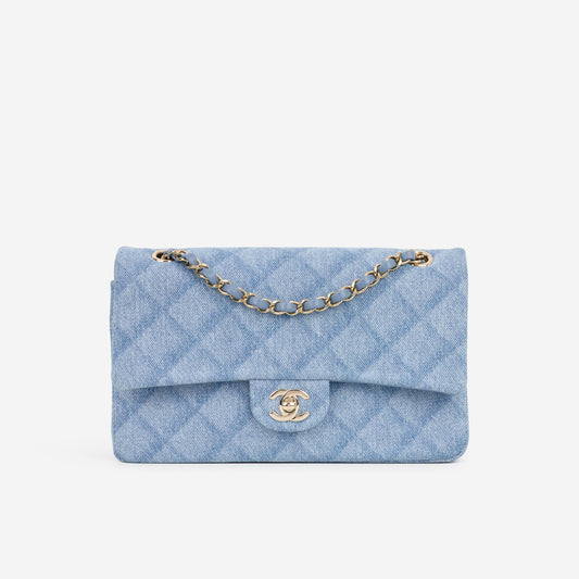 Chanel Medium Classic Flap - Light Denim Tromp L'oeil | Champagne Gold Hardware