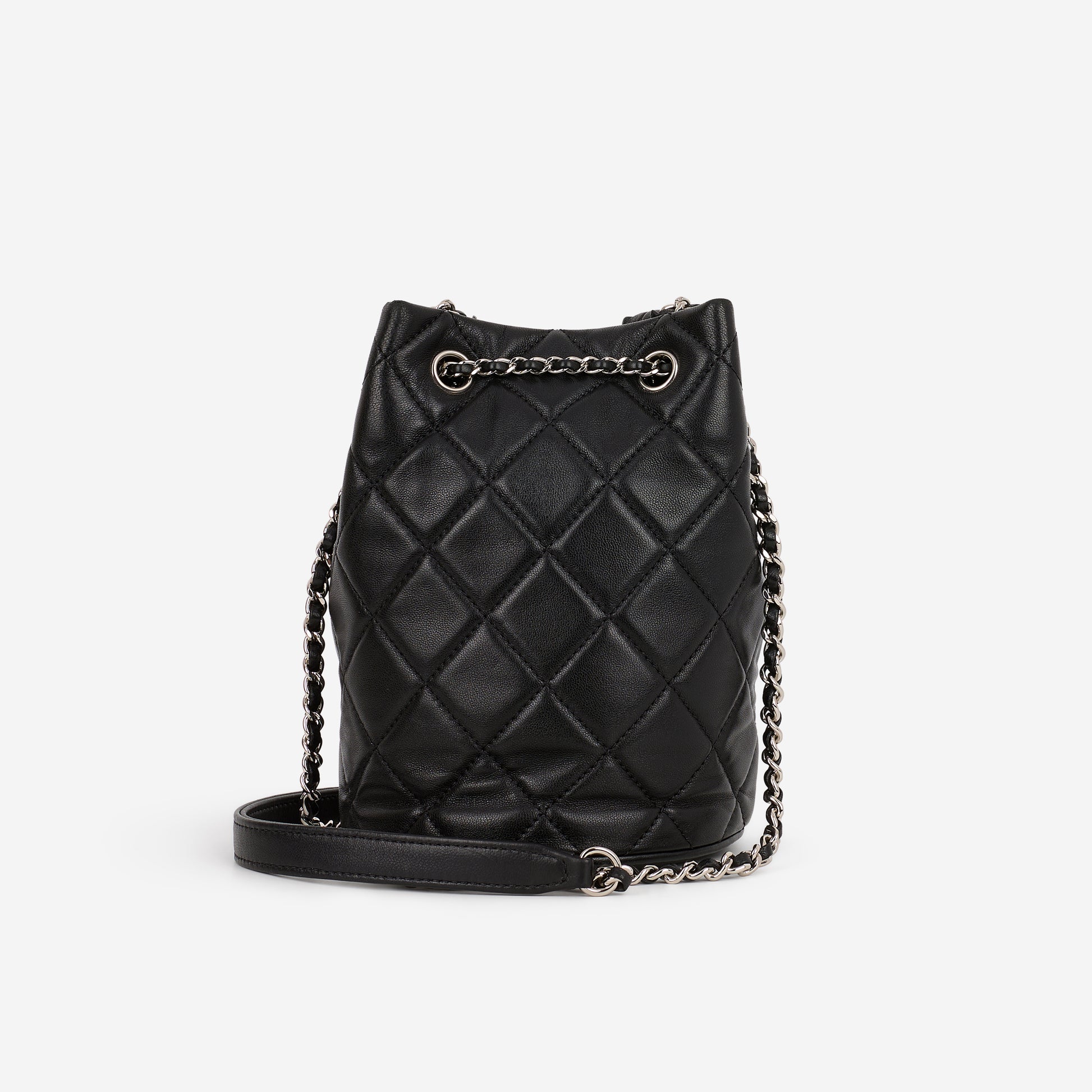 Chanel Rainbow CC Drawstring Bucket Bag - Black Lambskin | Rainbow CC Hardware - Bagista