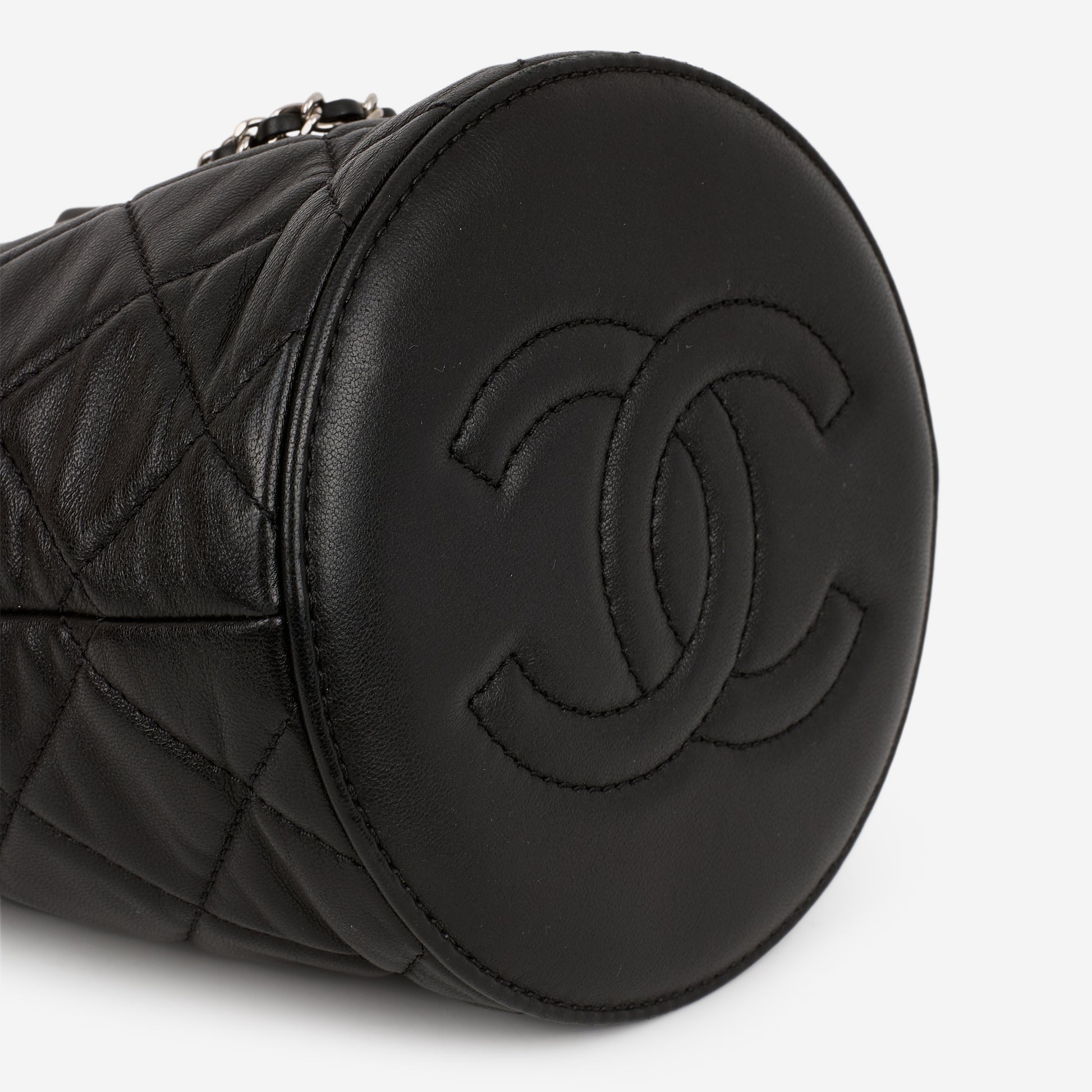 Chanel Rainbow CC Drawstring Bucket Bag - Black Lambskin | Rainbow CC Hardware - Bagista