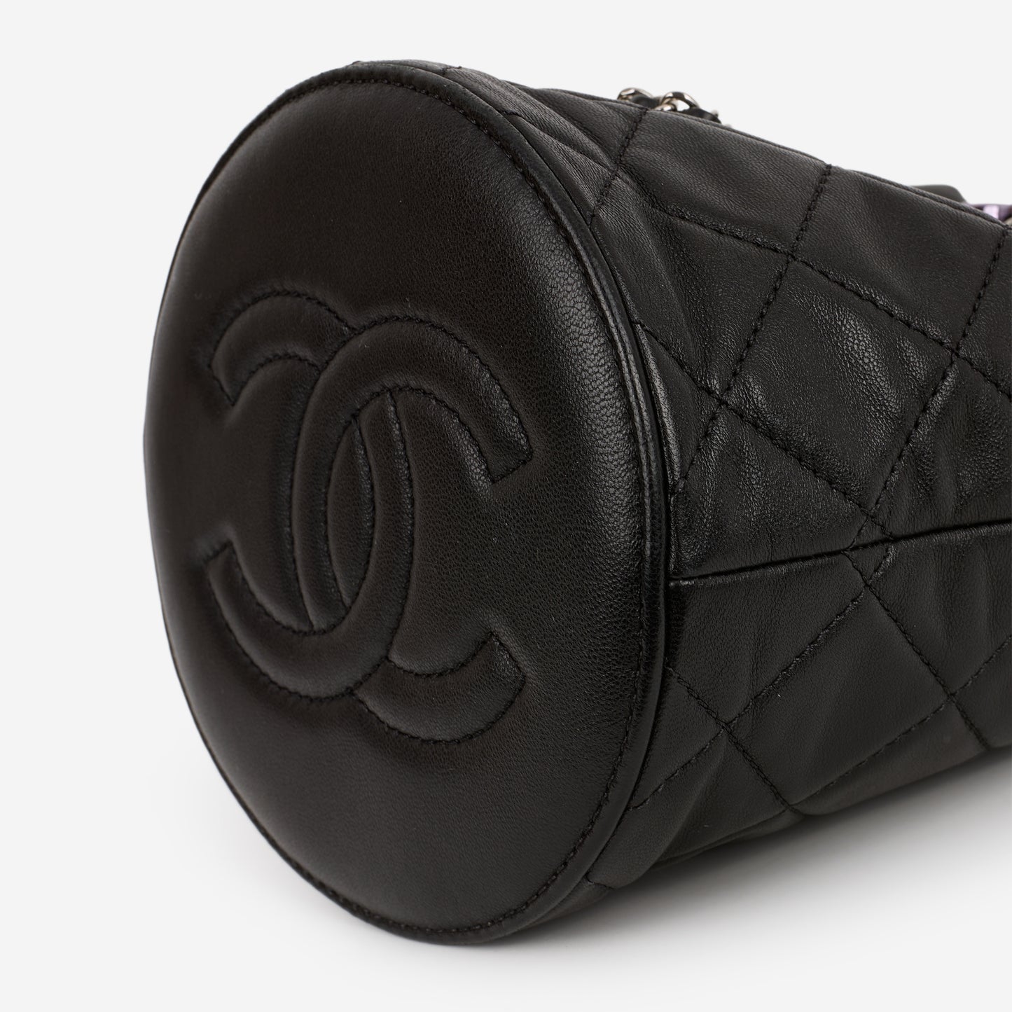 Chanel Rainbow CC Drawstring Bucket Bag - Black Lambskin | Rainbow CC Hardware - Bagista