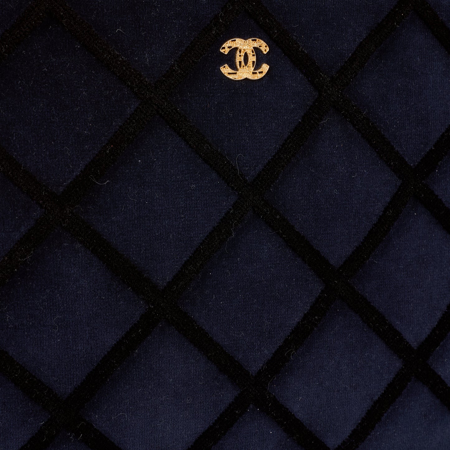 Chanel Medium O Case - Navy Black Quilted Velvet | Gold-tone Hardware - Bagista