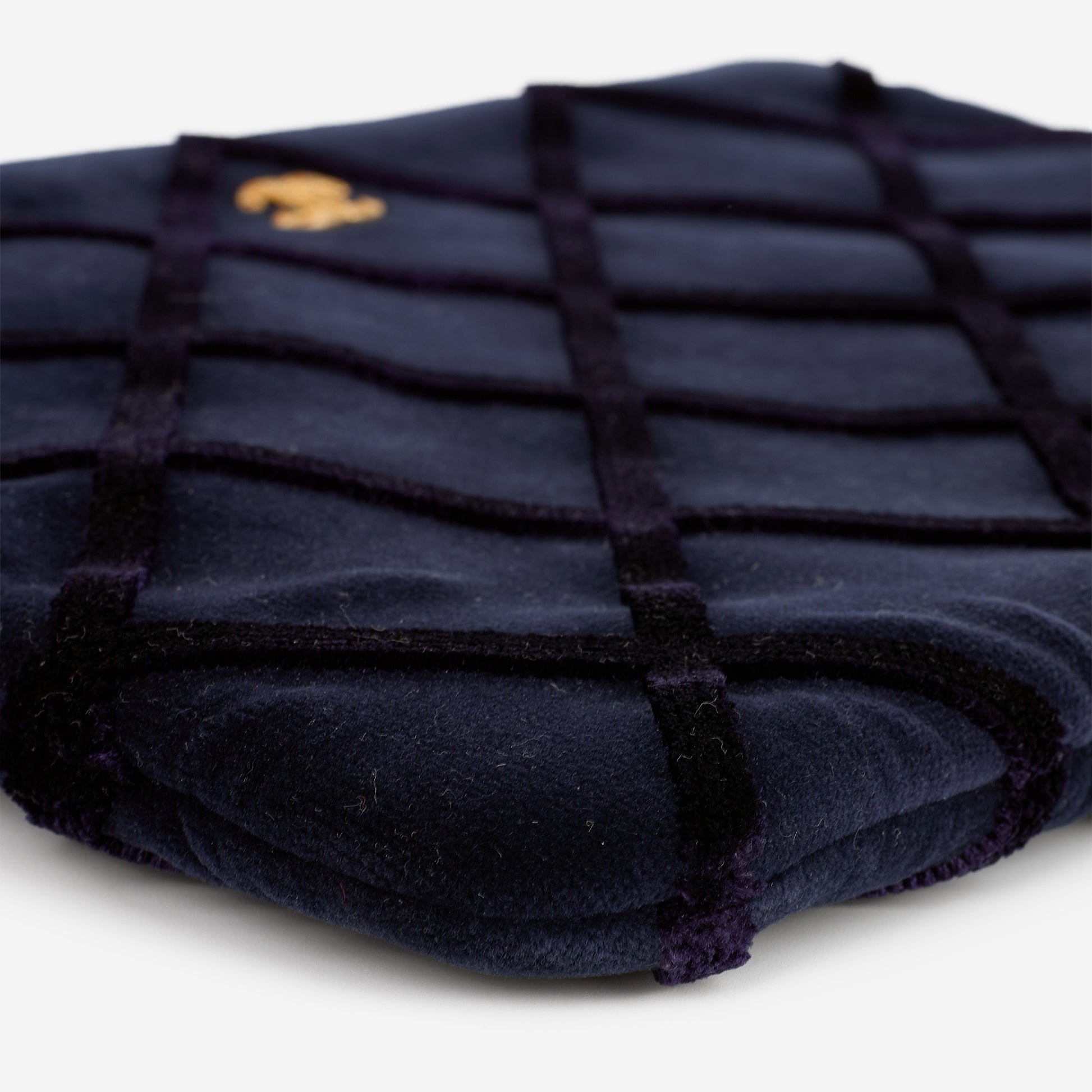 Chanel Medium O Case - Navy Black Quilted Velvet | Gold-tone Hardware - Bagista