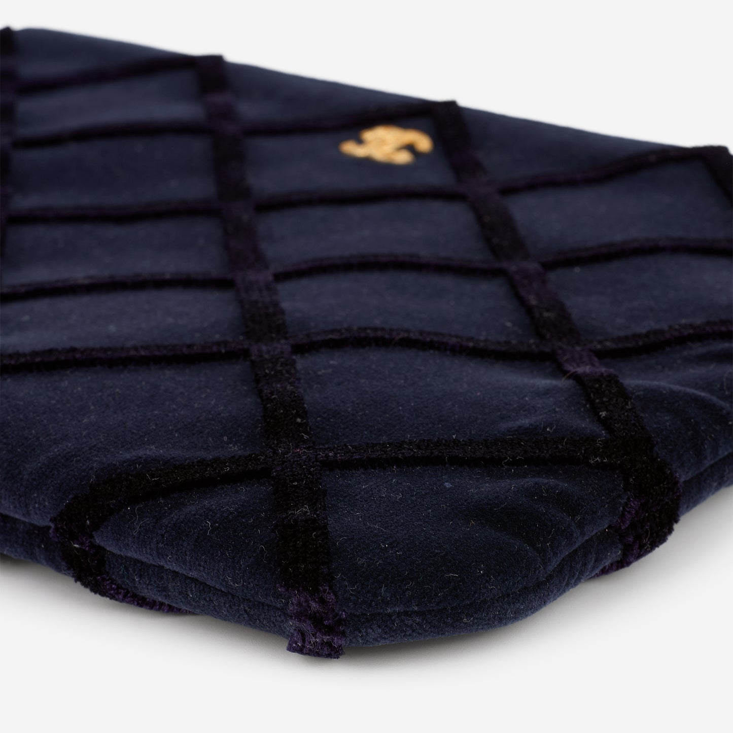 Chanel Medium O Case - Navy Black Quilted Velvet | Gold-tone Hardware - Bagista