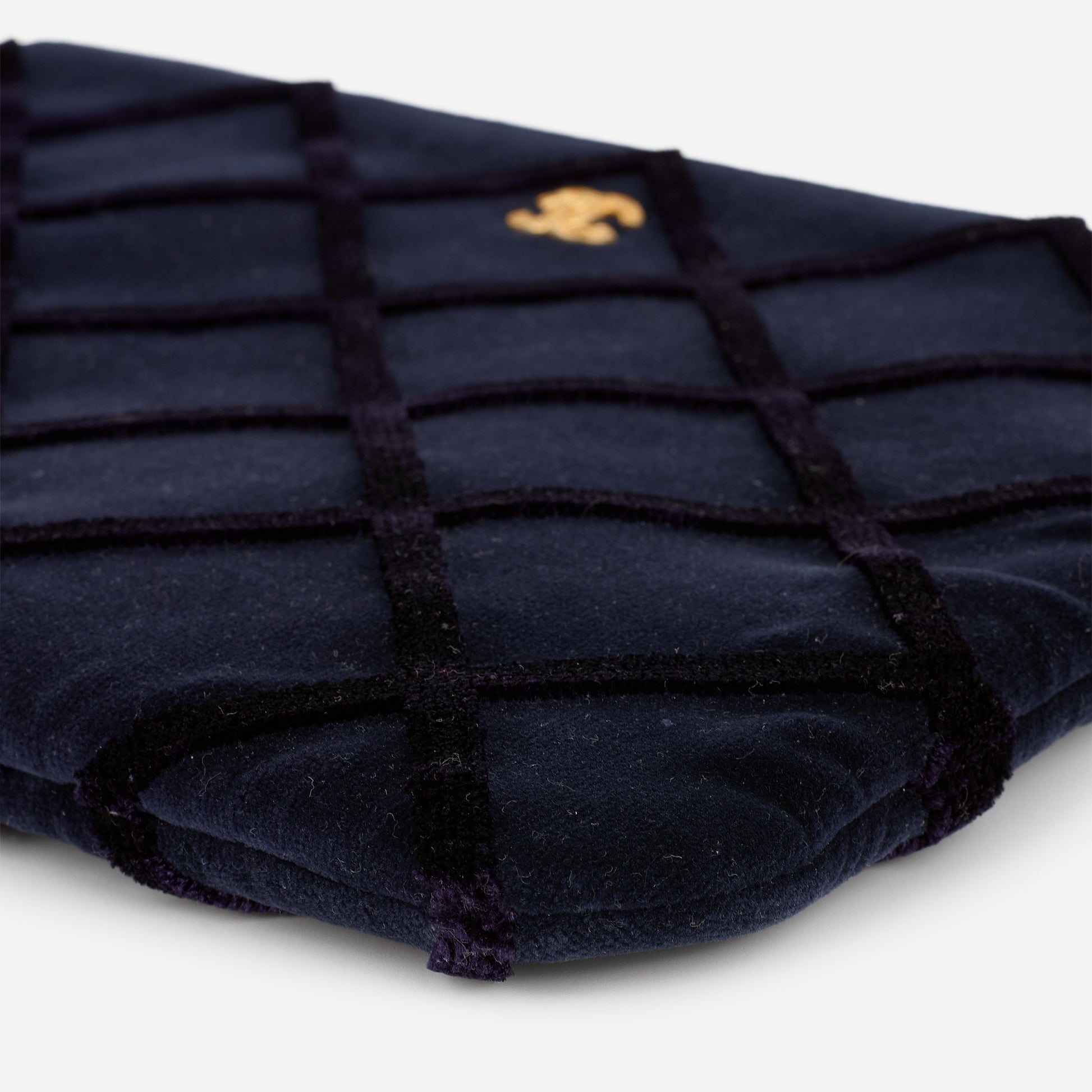 Chanel Medium O Case - Navy Black Quilted Velvet | Gold-tone Hardware - Bagista