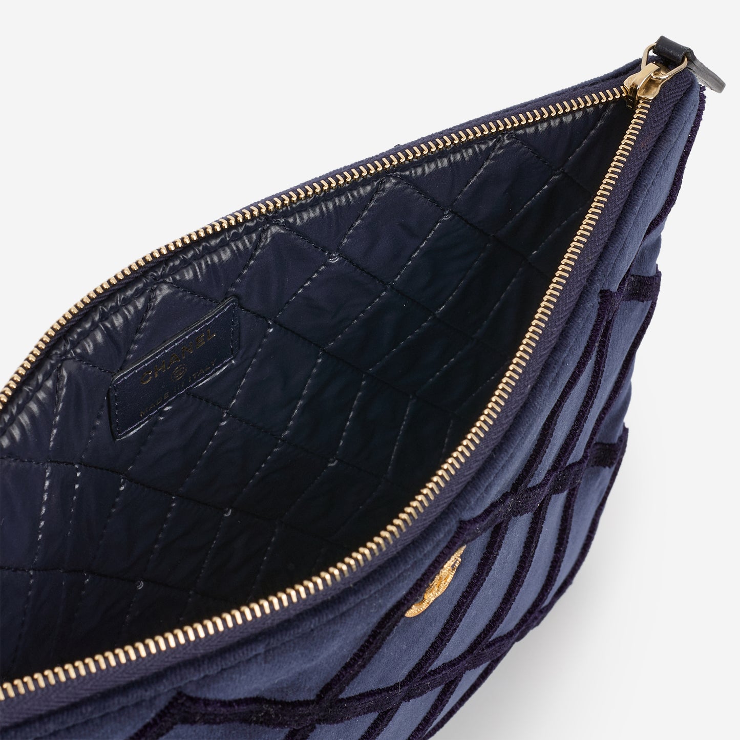Chanel Medium O Case - Navy Black Quilted Velvet | Gold-tone Hardware - Bagista