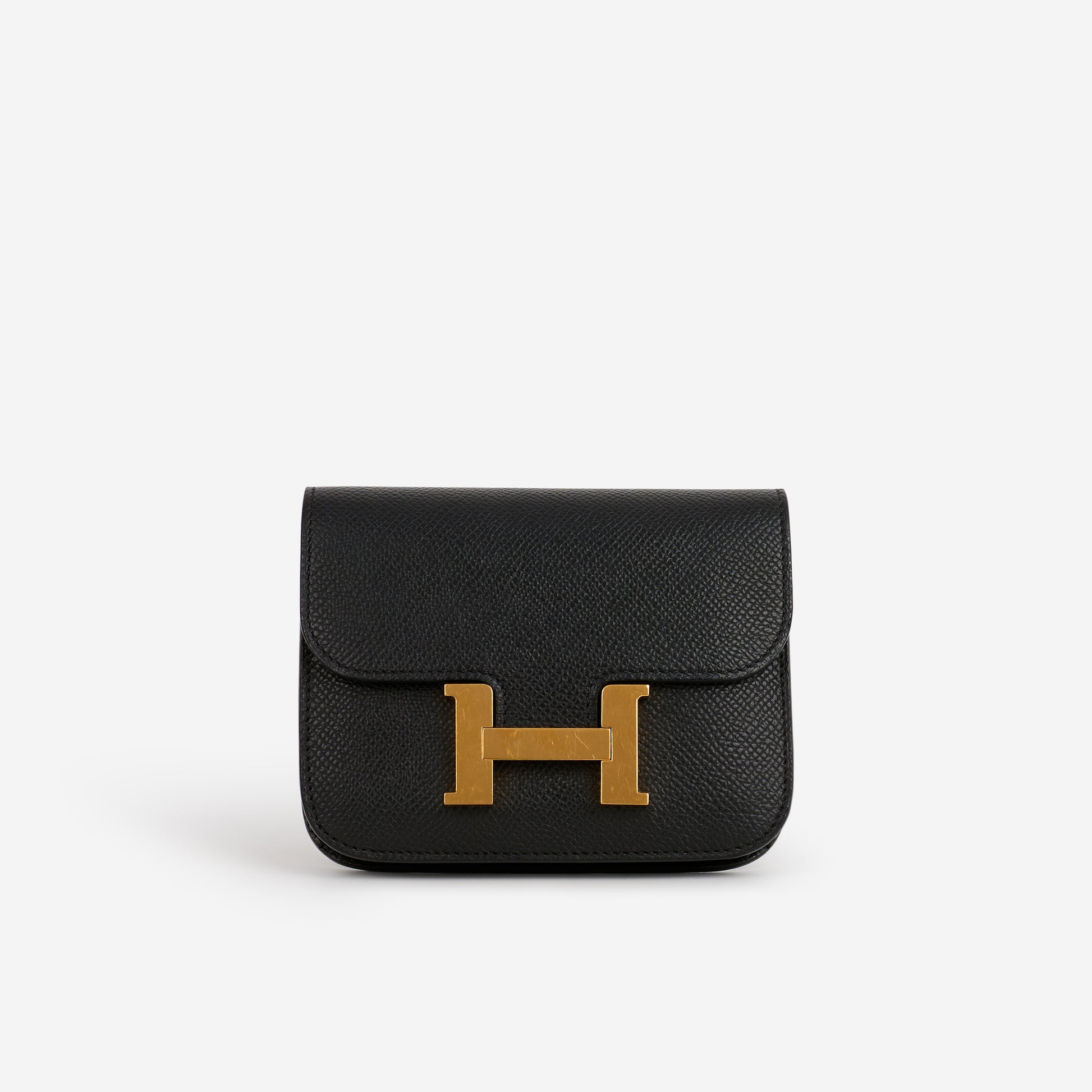Hermès Constance Slim Wallet - Noir Epsom | Gold Hardware - Bagista